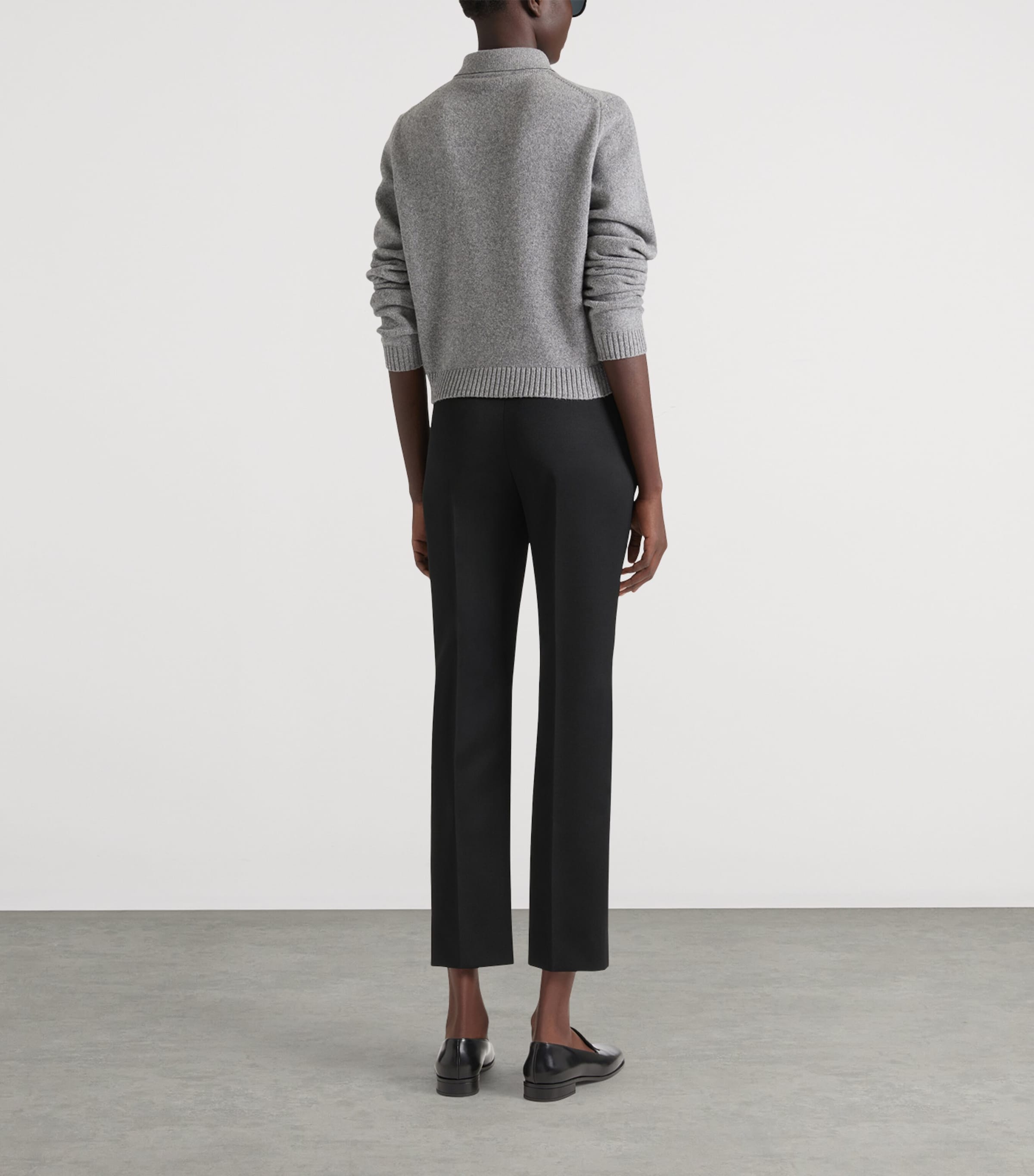 Crepe Cady Slim-Fit Tailored Trousers BLACK Image 3