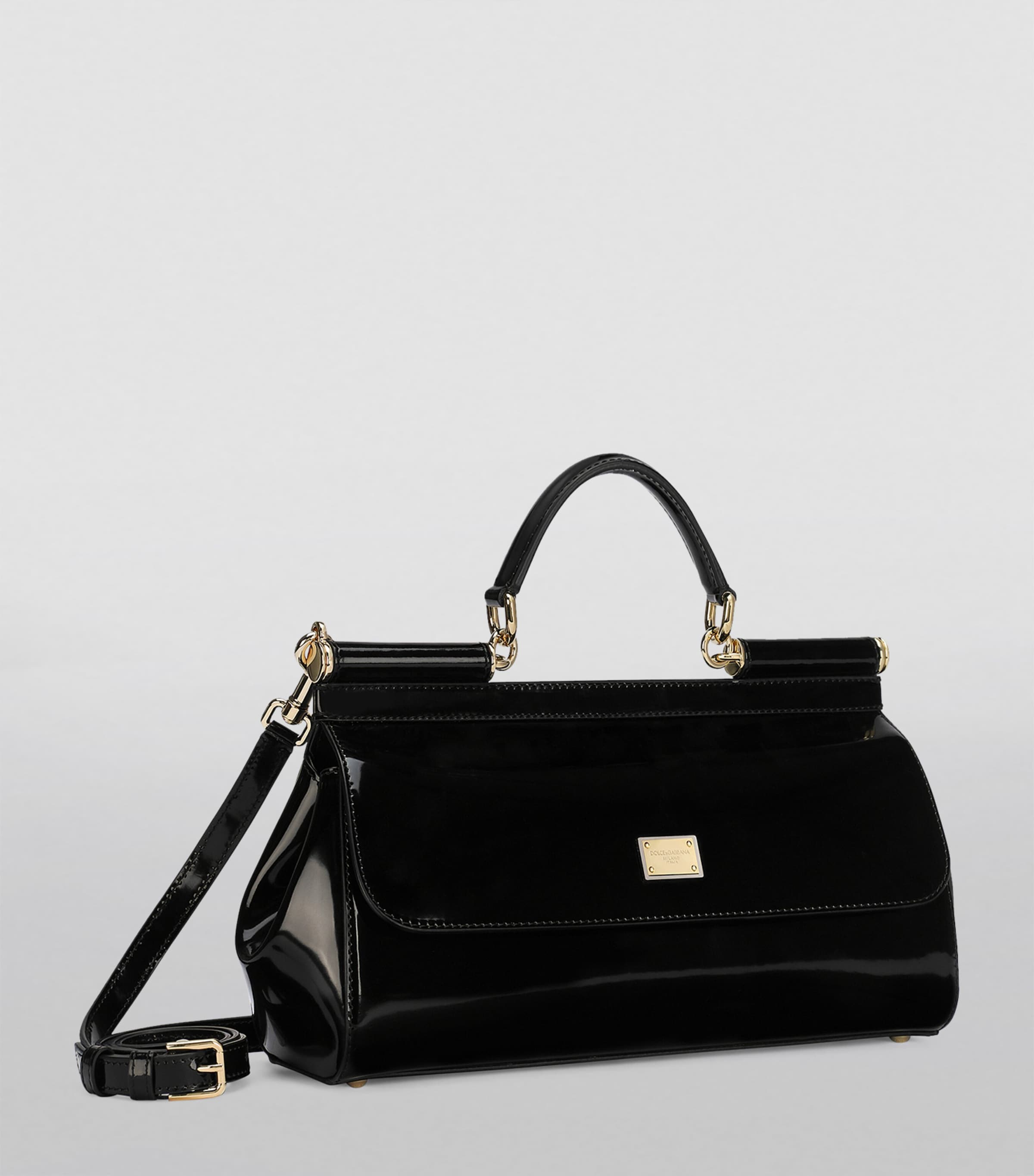Dolce & Gabbana Medium Patent Sicily Top-Handle Bag | Harrods US