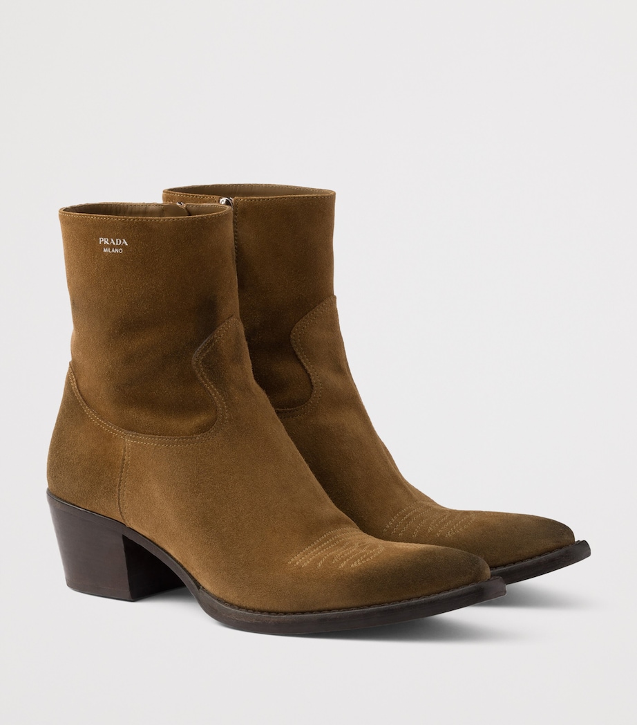 Suede Heeled Western Ankle Boots 55 F0005 Image 2