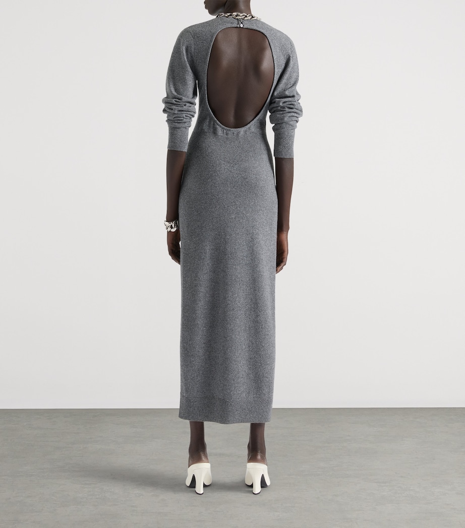 Cashmere Open Back Midi Dress MEDIUM GREY Image 3
