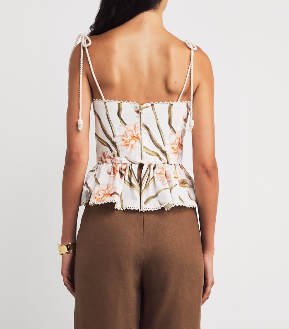 Cotton Peplum Botanic Top OFF WHITE Image 4