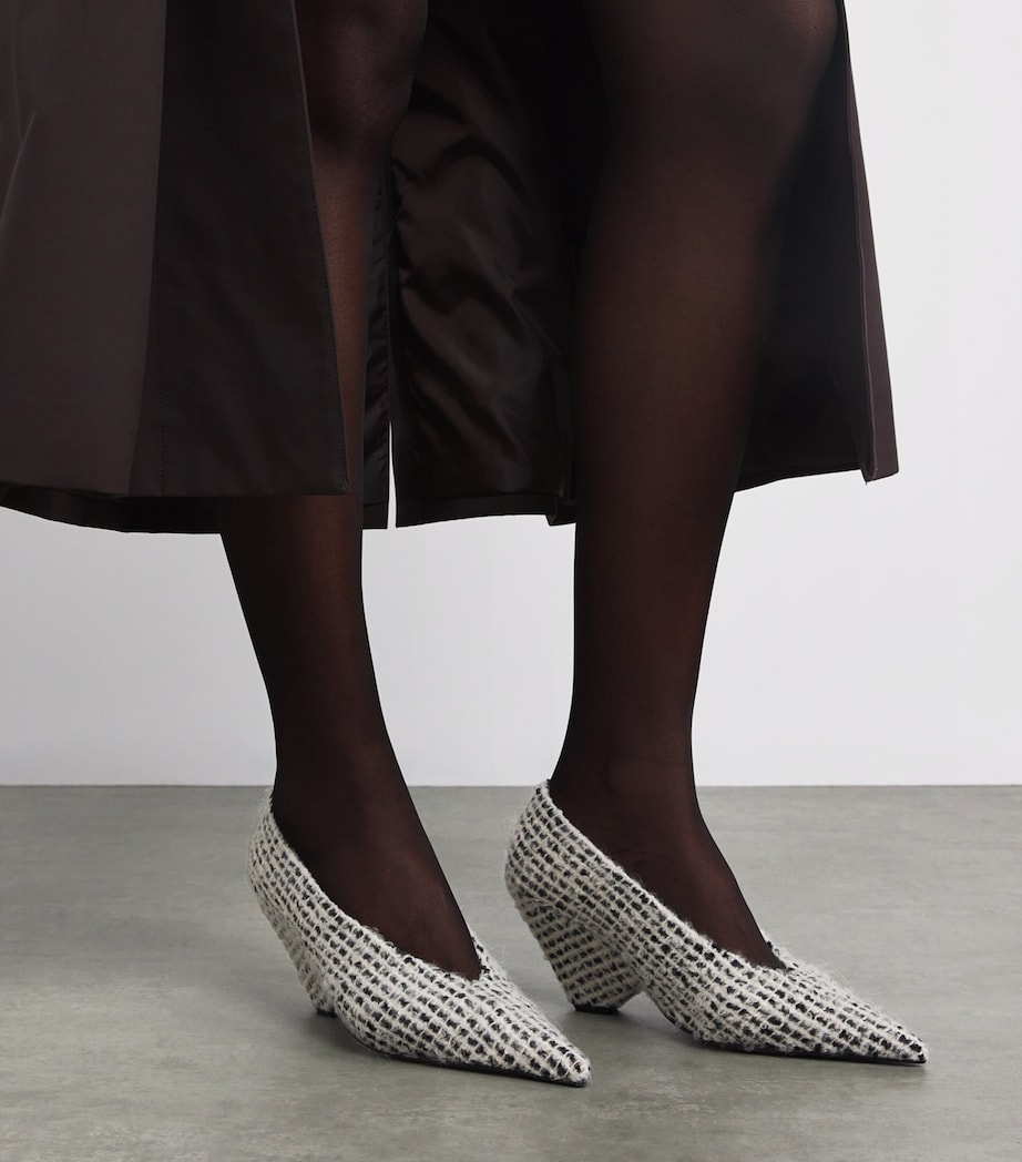 Wool Bouclé Rhys Pumps 80 CREAM/BLACK Image 2