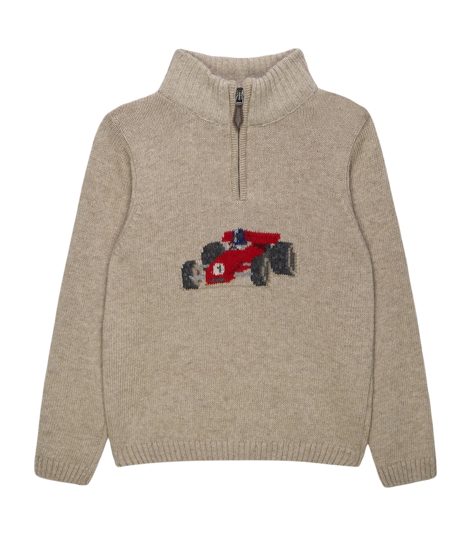 Trotters Wool-Blend Charles Half-Zip Sweater (6-11 Years) Oatmeal Image 1