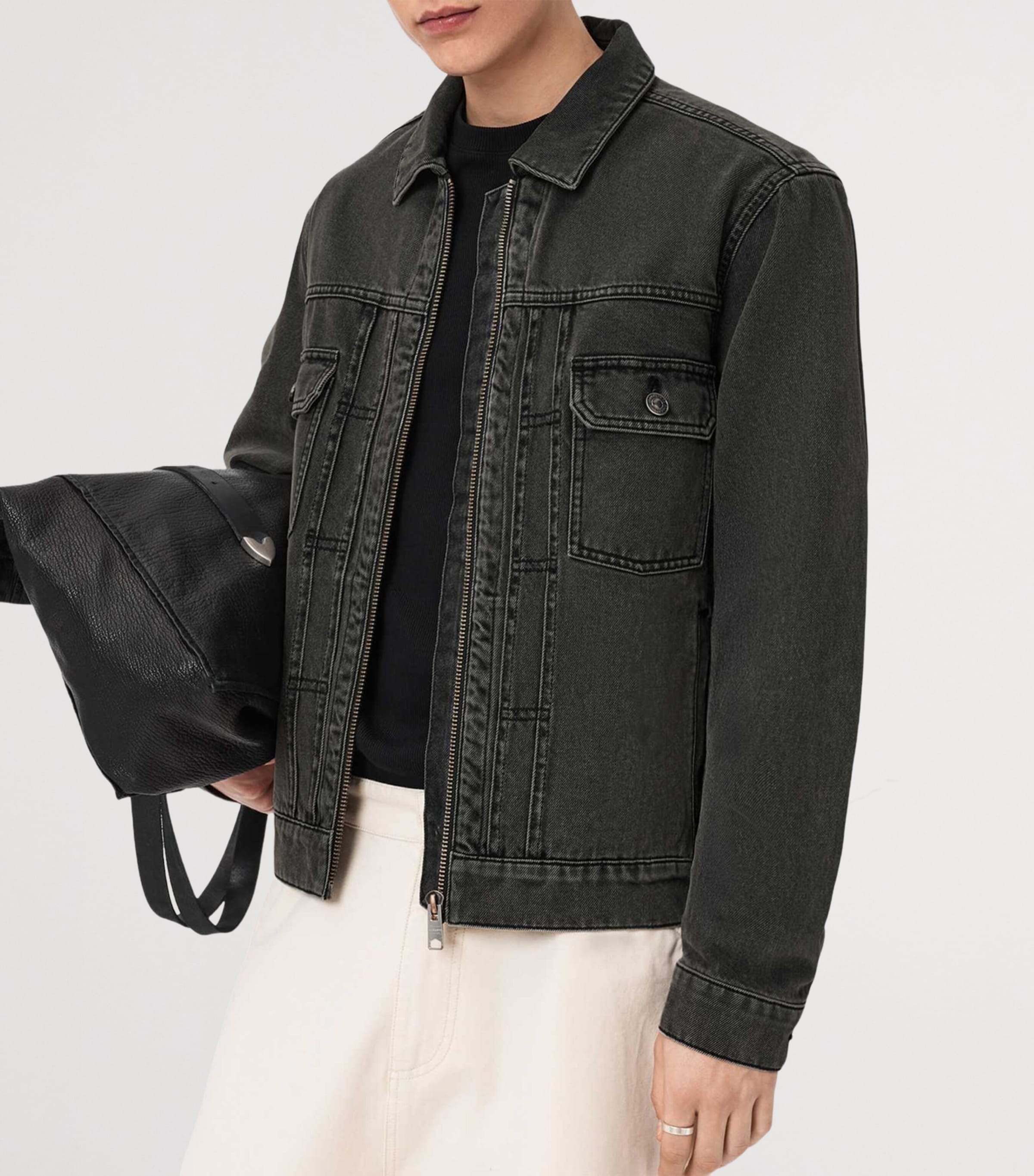 AllSaints Mens Brightmore Denim Jacket Dirty Black Image 5