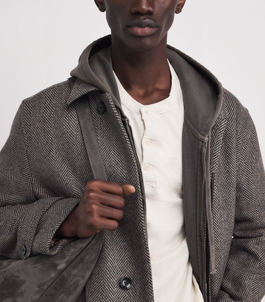 Wool-Blend Herringbone Brunetti Overcoat CAMEL/BLACK Image 6