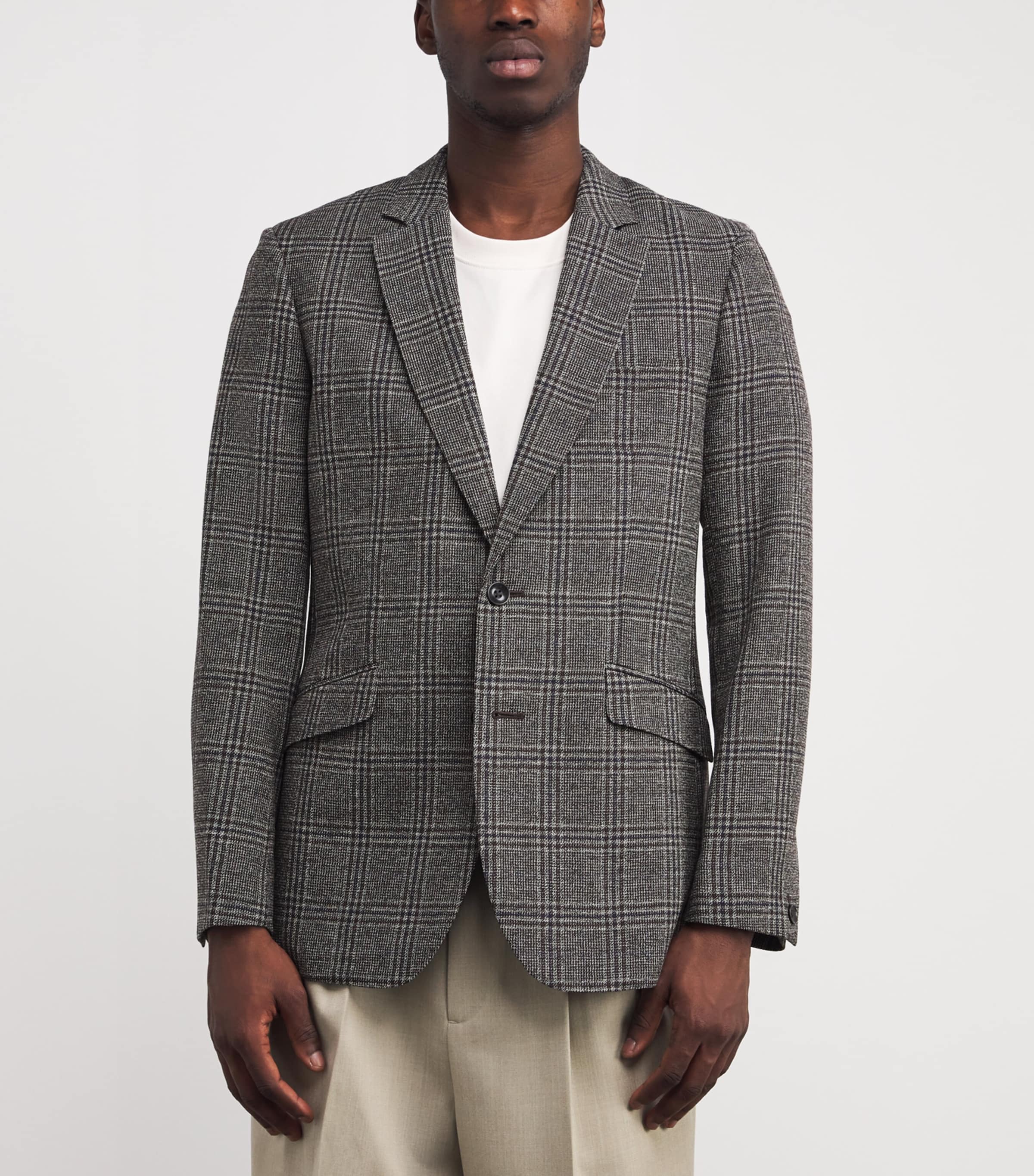 Wool Plaid Blazer BRWPL Image 3