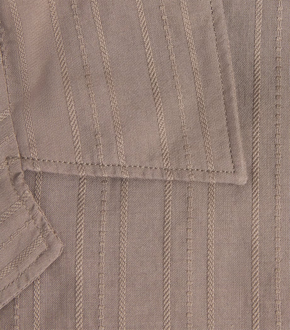 Sunspel Mens Cotton Textured Stripe Shirt Brgr Dark Cedar Image 6