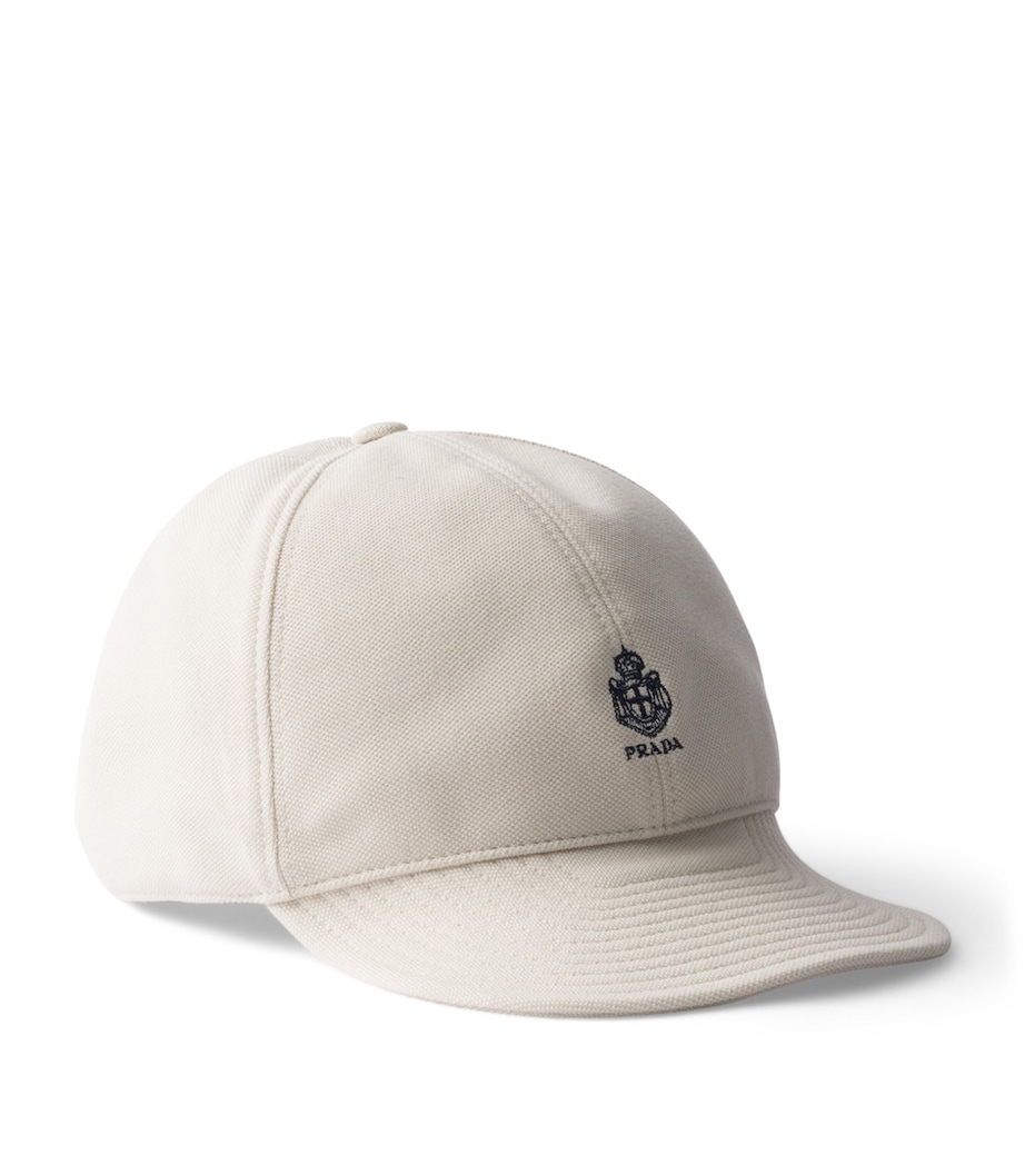 Prada Cotton Piqué Logo Baseball Cap Neutral Image 1