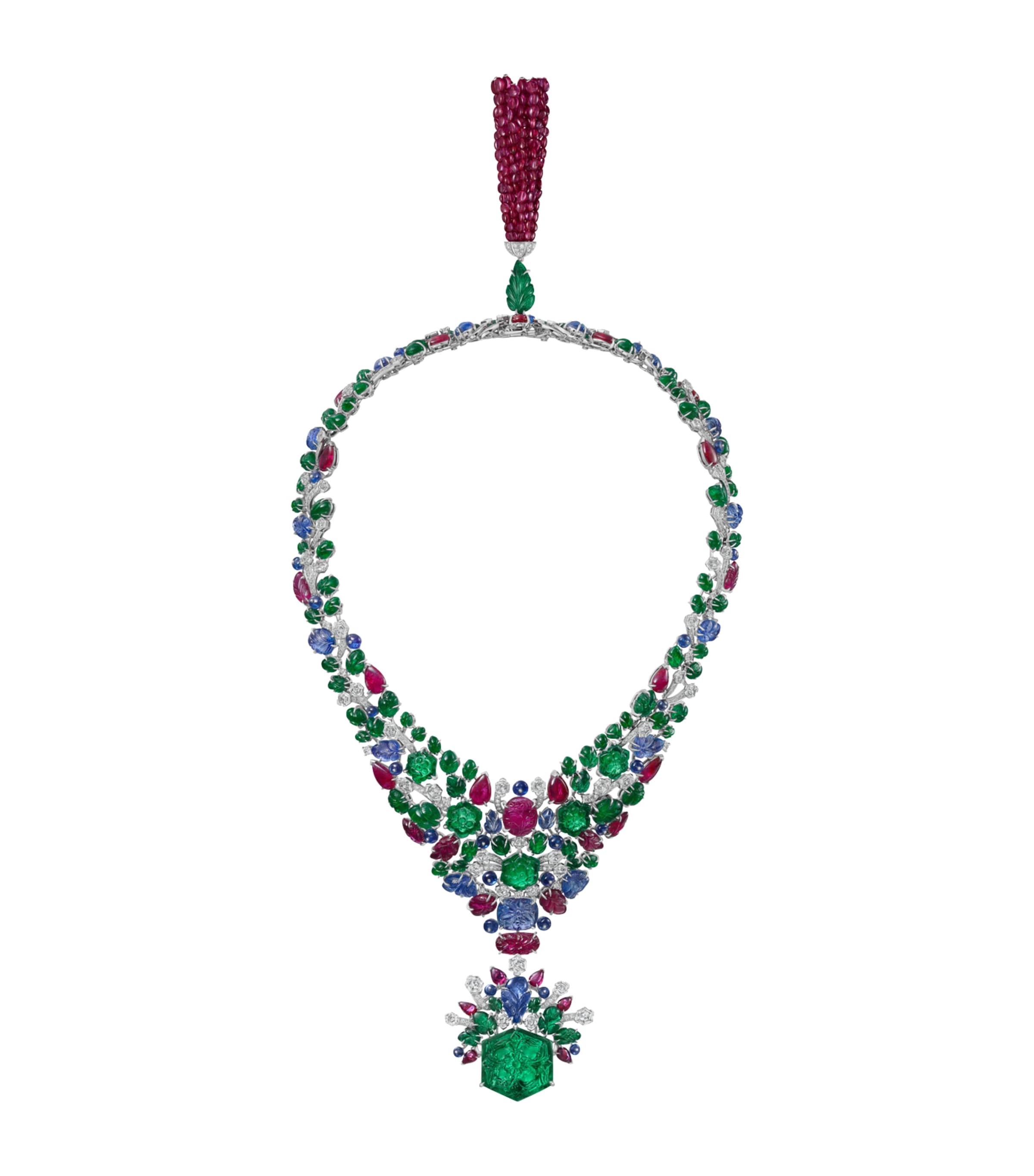 Cartier Platinum, Diamond and Emerald Tutti Kanya Necklace Platinum Image 1