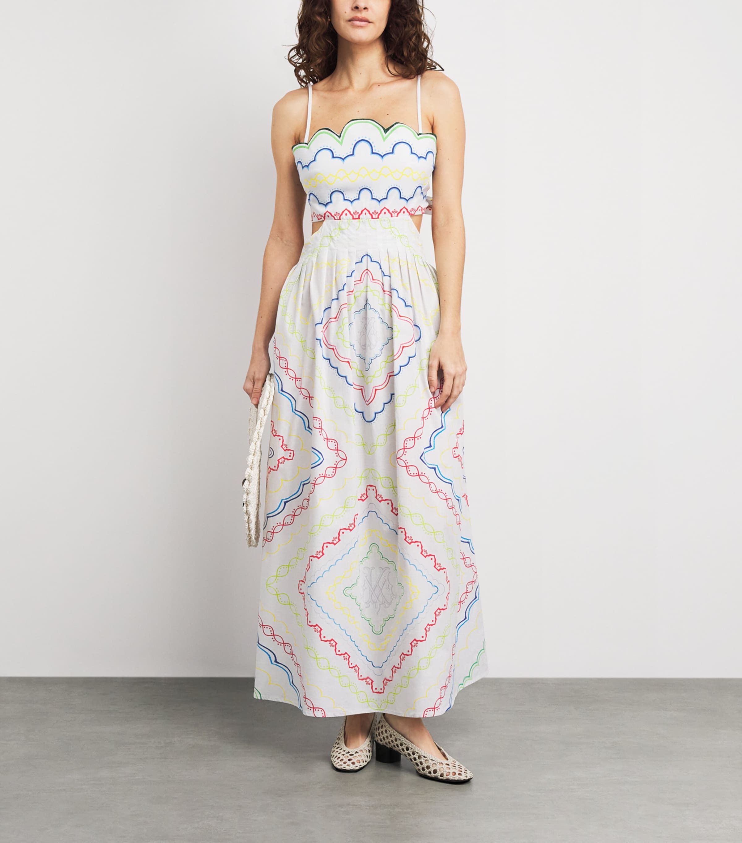 Mary Katrantzou Womens Stretch-Cotton Finley Midi Dress Blanchetto Image 2