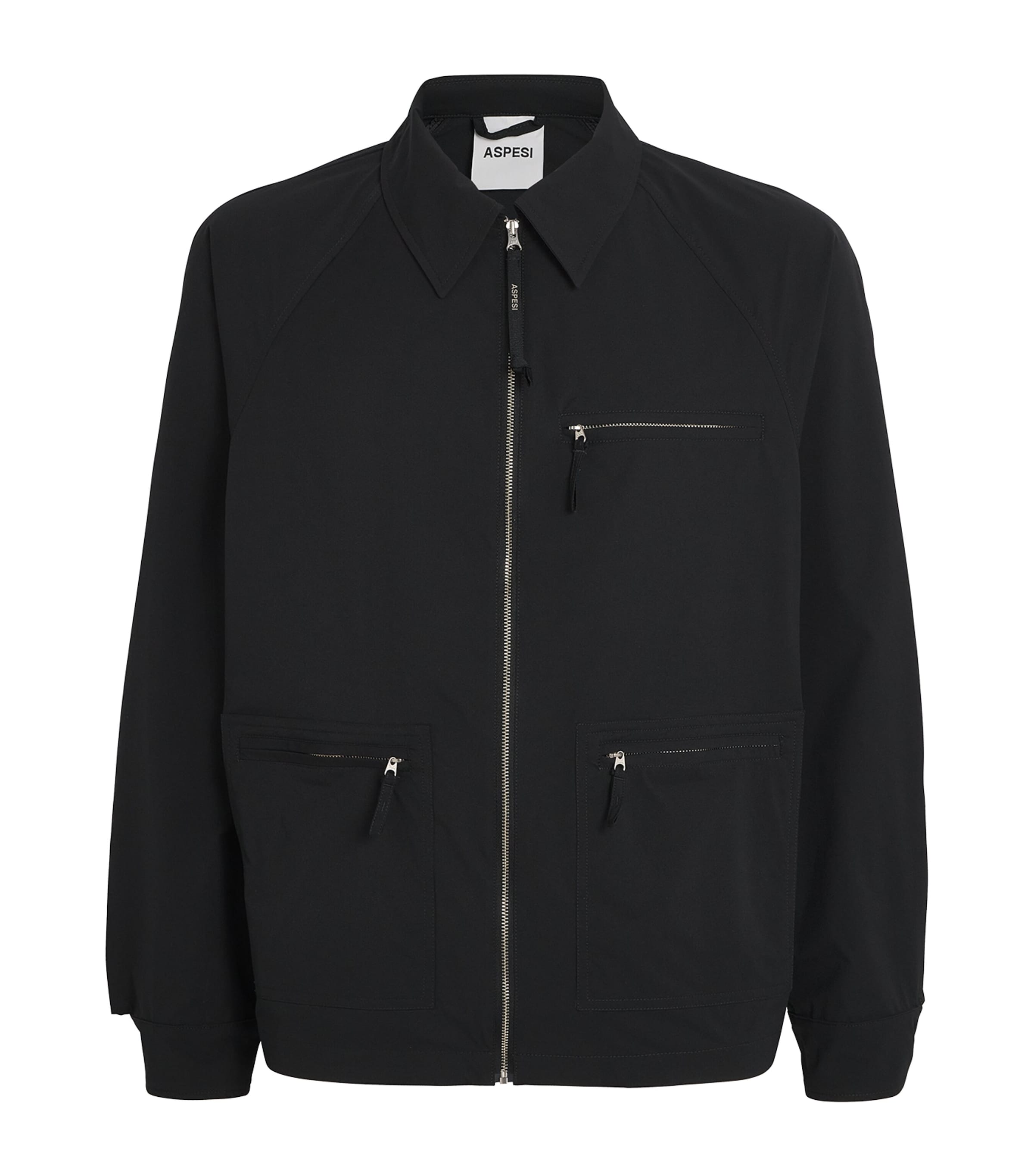 Aspesi Water-repellent Poly Twill Jacket In Black