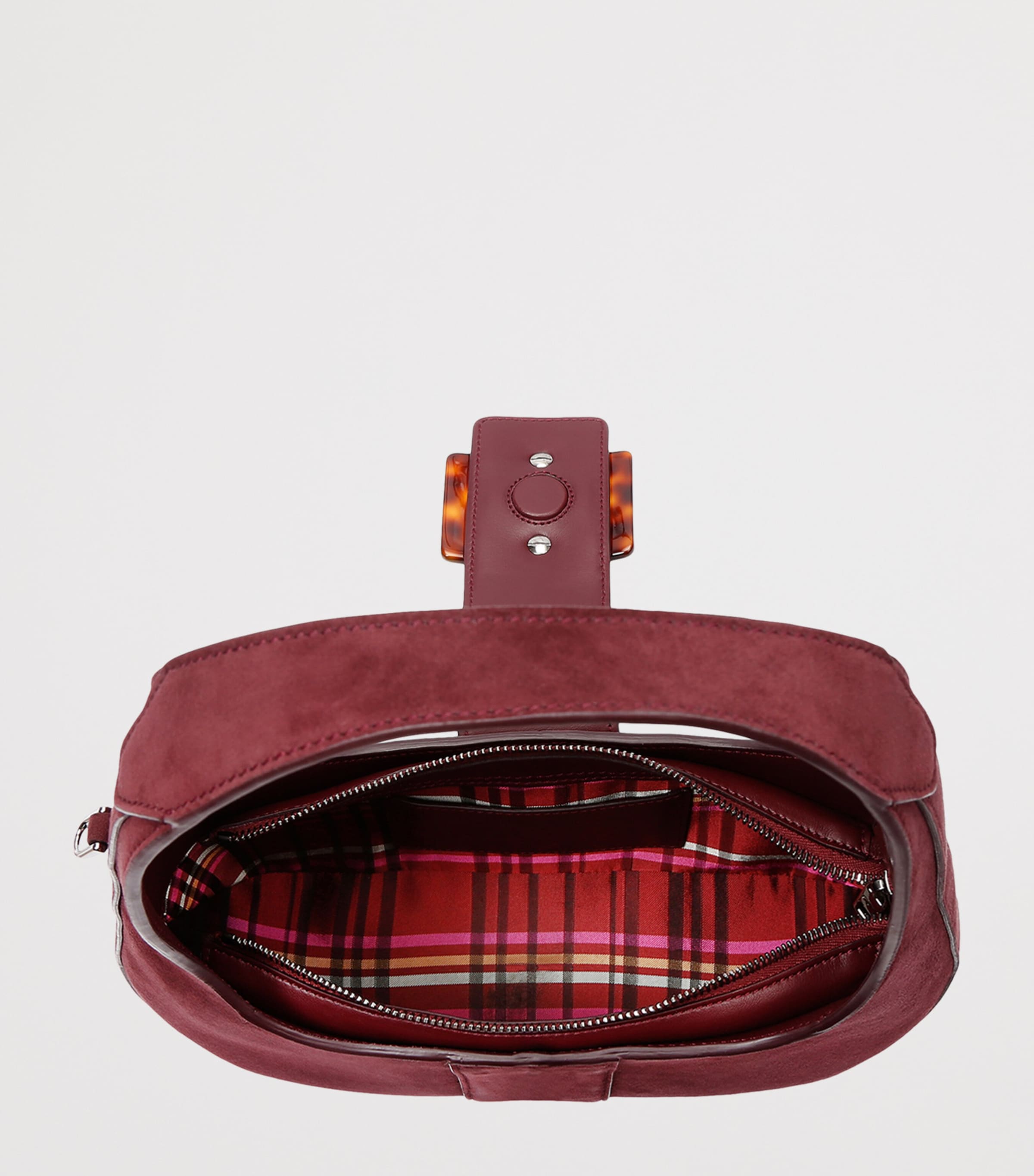 Roger Vivier Mini Suede Belle Vivier Shoulder Bag Wine Image 3