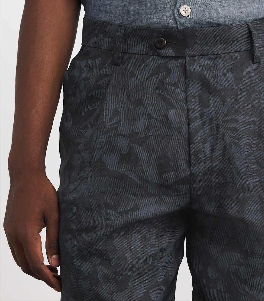 x Harrods Linen Printed Bermuda Shorts NERO Image 6