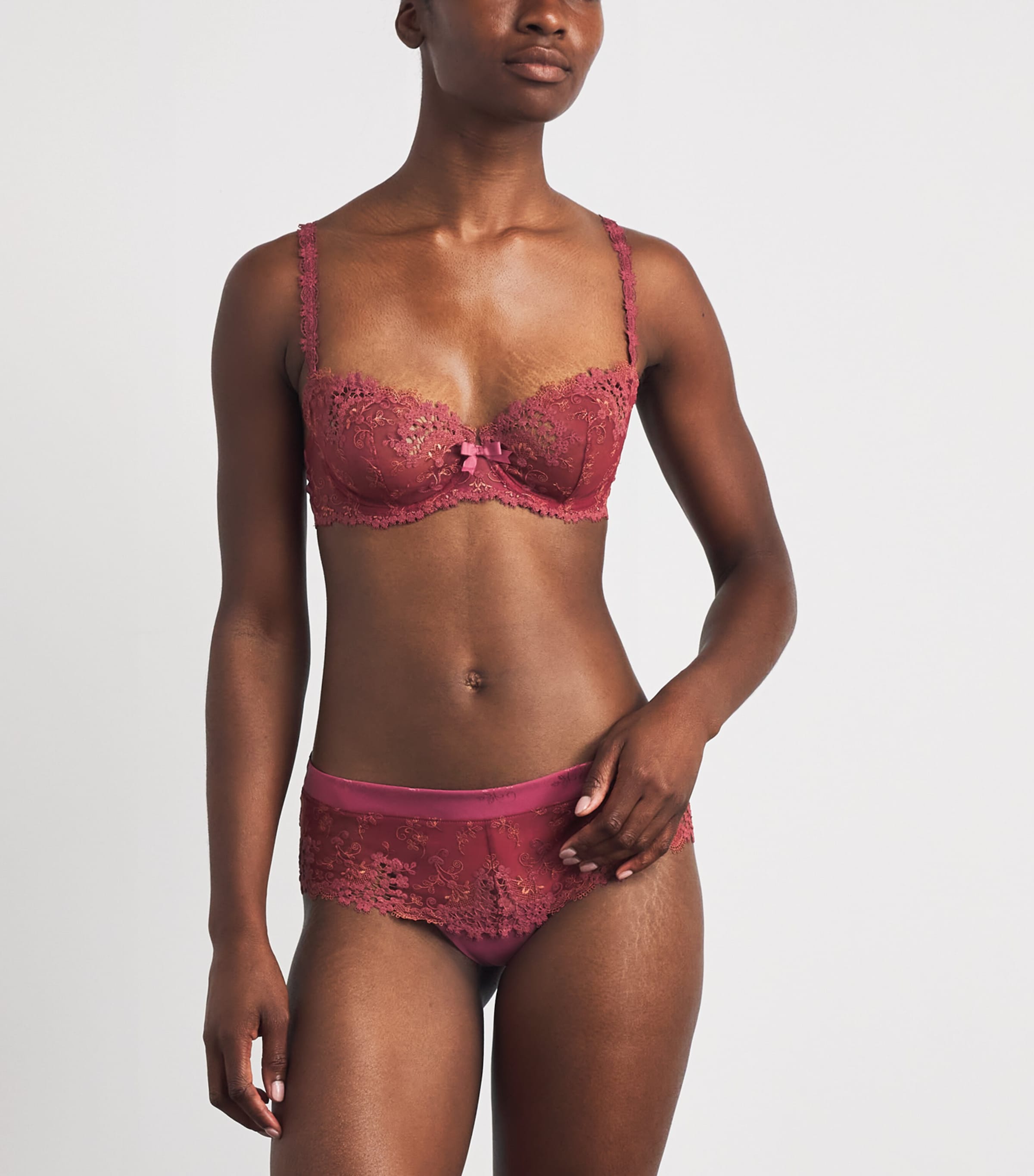 Simone Perele Womens Embroidered Wish Shorty Briefs Santal Pink Image 2
