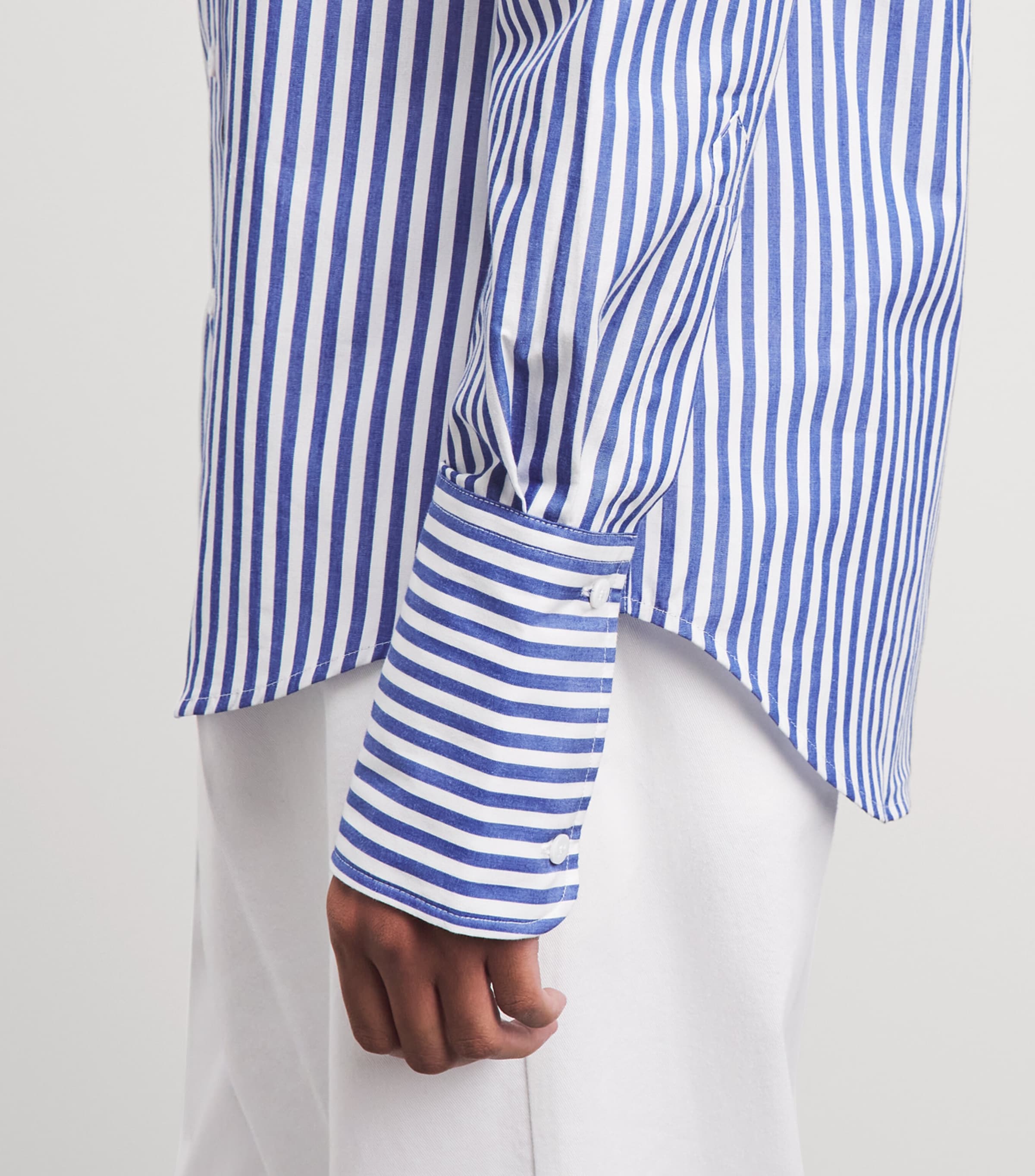 With Nothing Underneath Womens Organic Cotton The Boyfriend Shirt Royal Blue Stripe Image 3