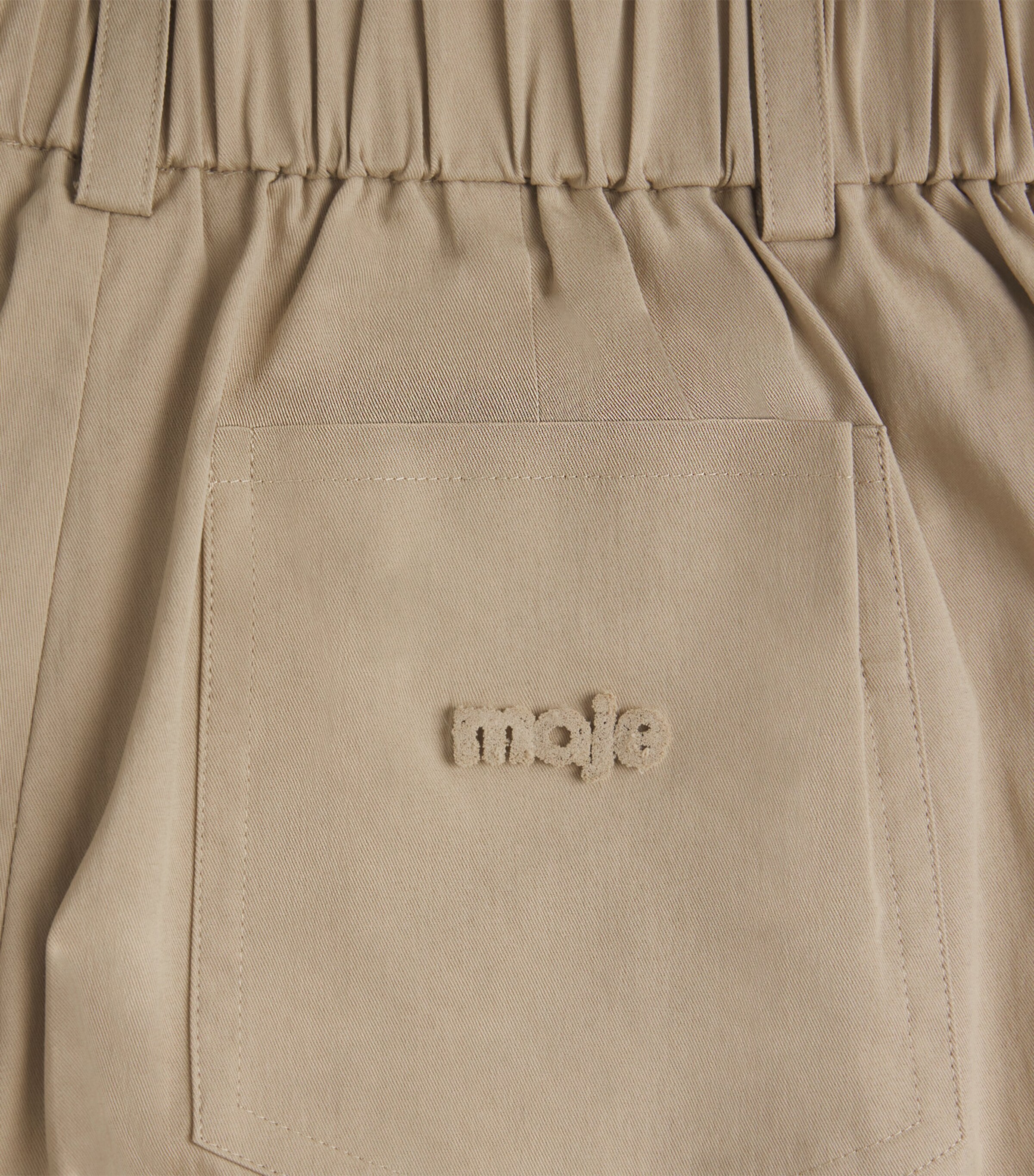 Maje Womens Cotton-Blend Belted Shorts Camel Image 6