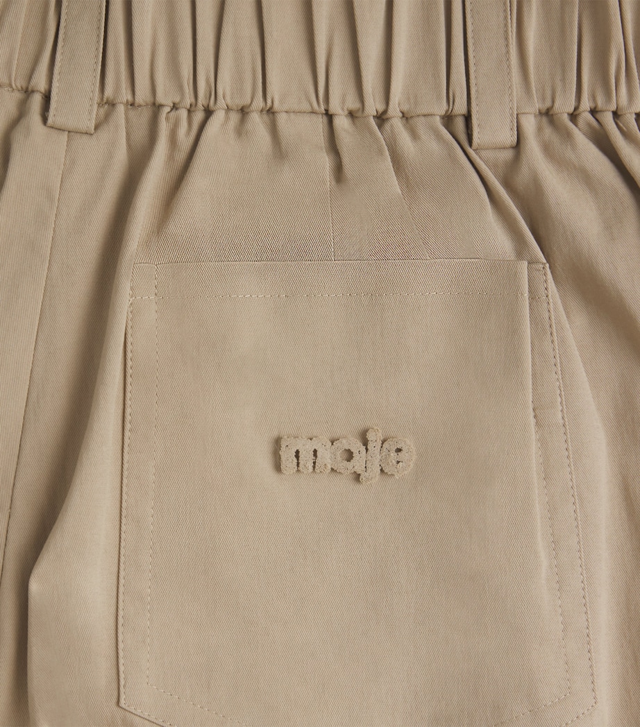 Maje Womens Cotton-Blend Belted Shorts Camel Image 6