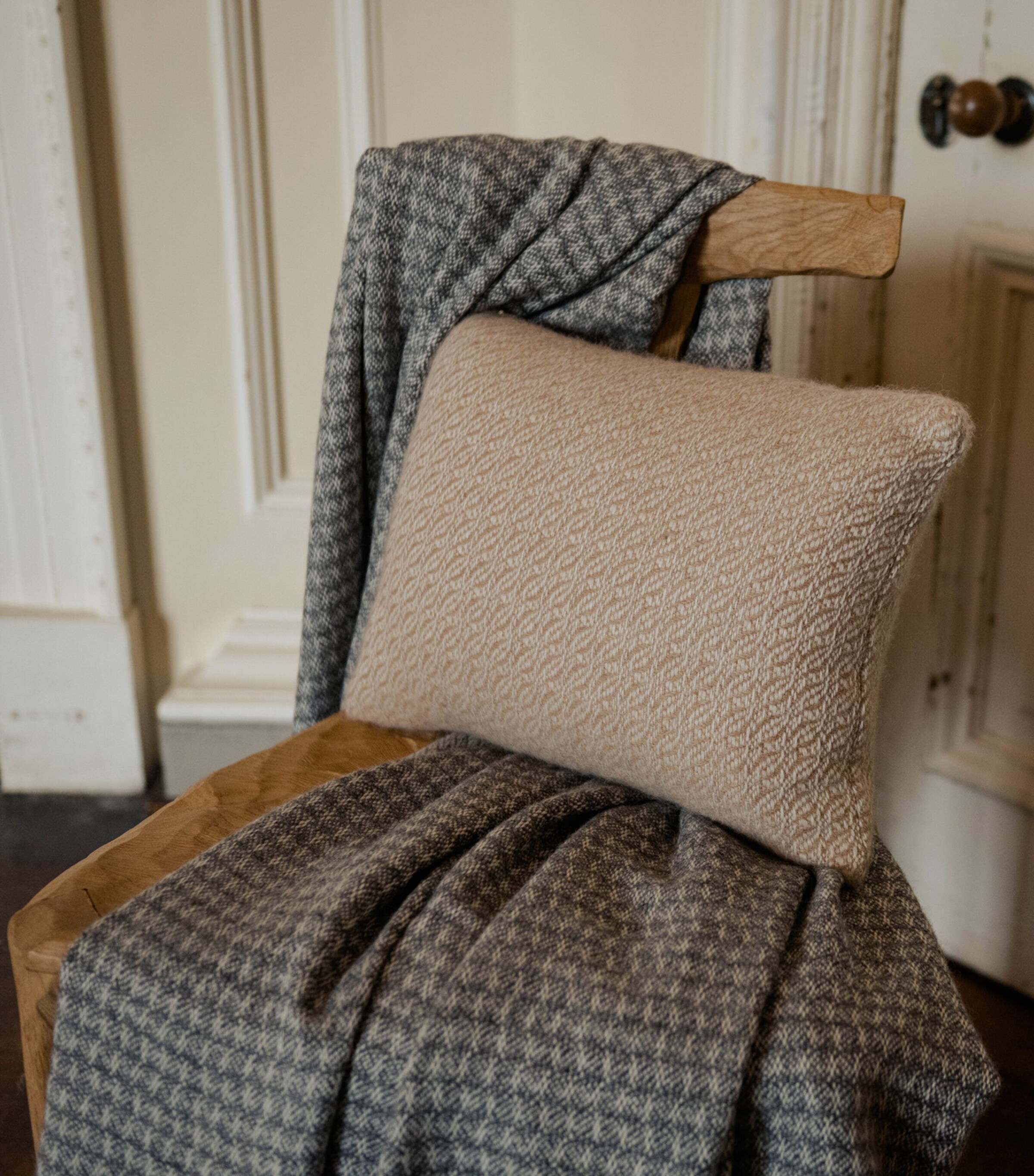 Araminta Campbell Alpaca-Blend Fern Cushion (30cm x 45cm) Caramel Image 2