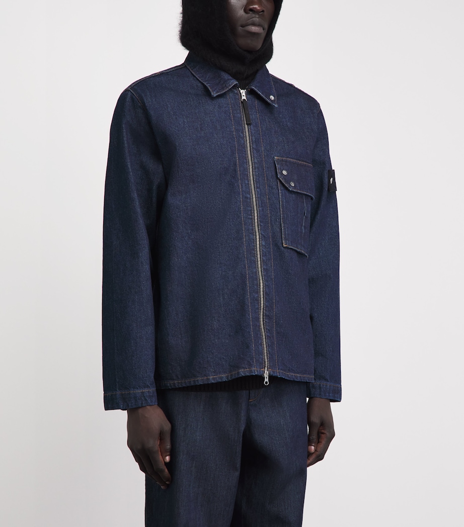 Stone Island Mens Denim Zip-Up Overshirt Image 4