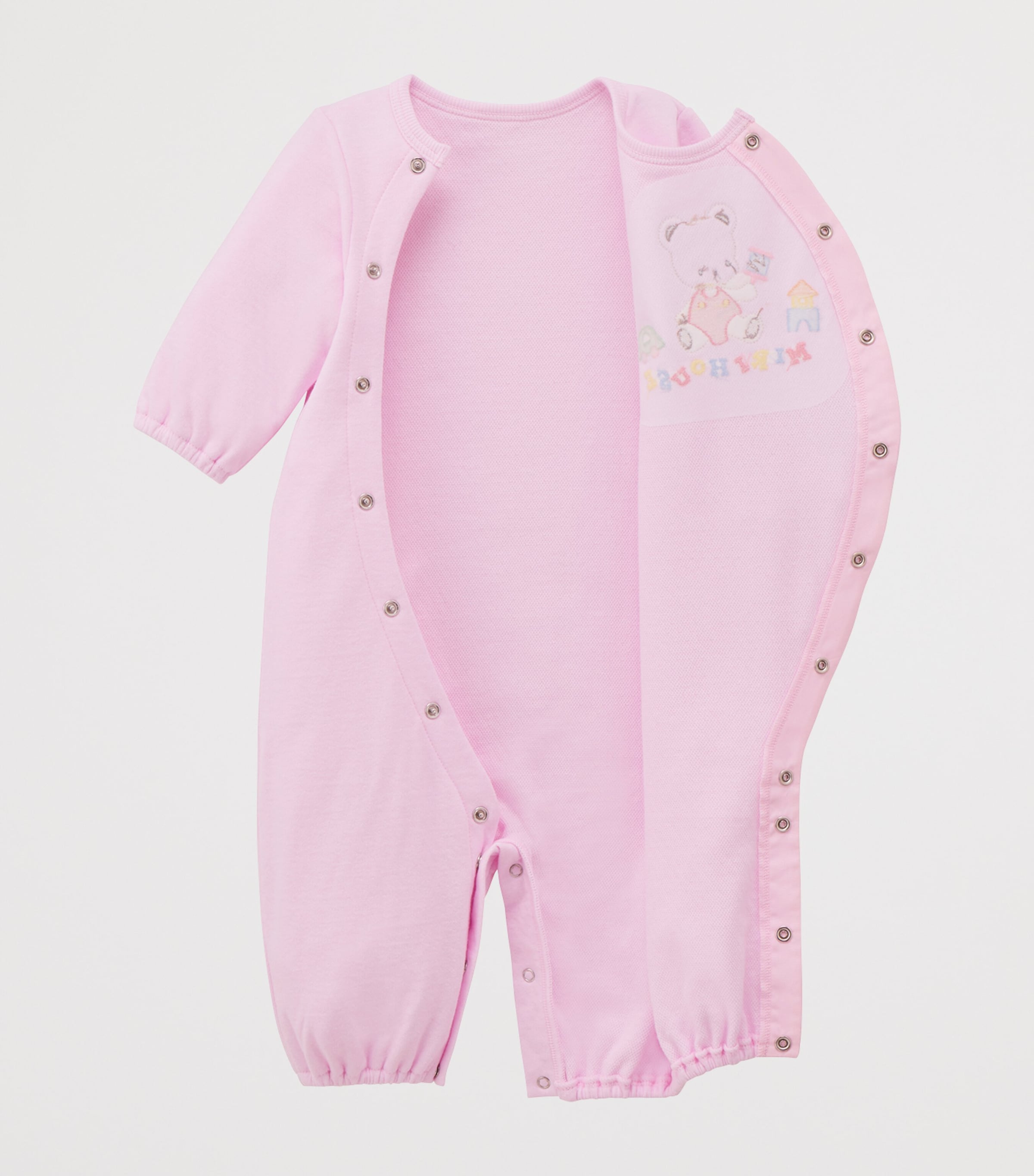 Miki House Logo Bear Embroidered Playsuit (1 Month) Image 3