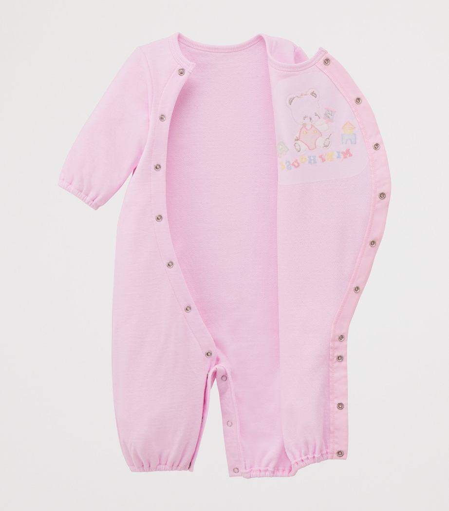 Miki House Logo Bear Embroidered Playsuit (1 Month) Image 3