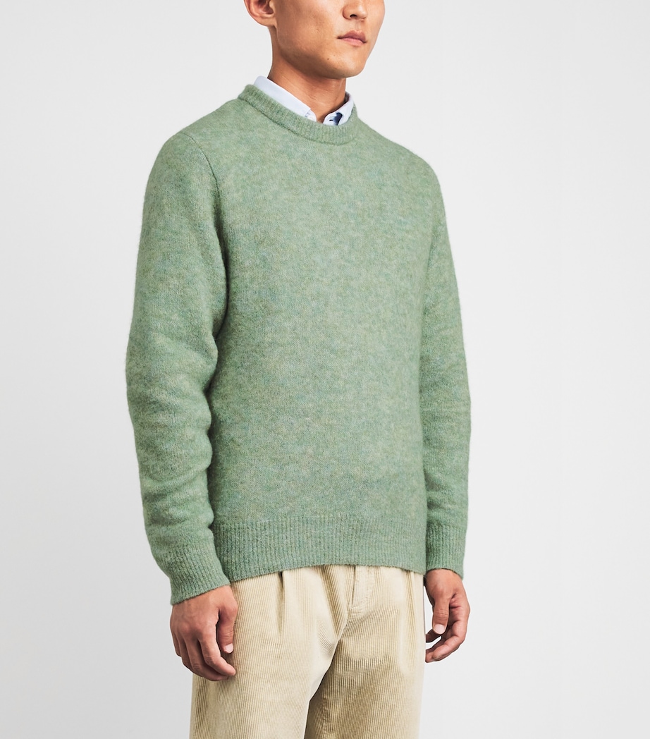 Oliver Spencer Mens Wool-Blend Blenheim Sweater Green Image 4