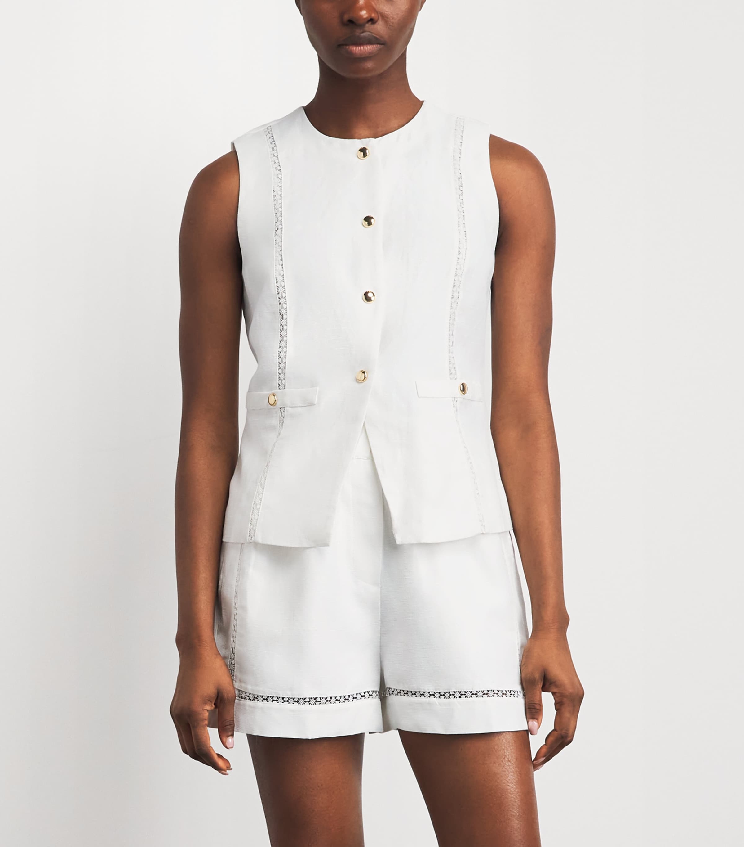Maje Womens Embroidered Waistcoat White Image 4