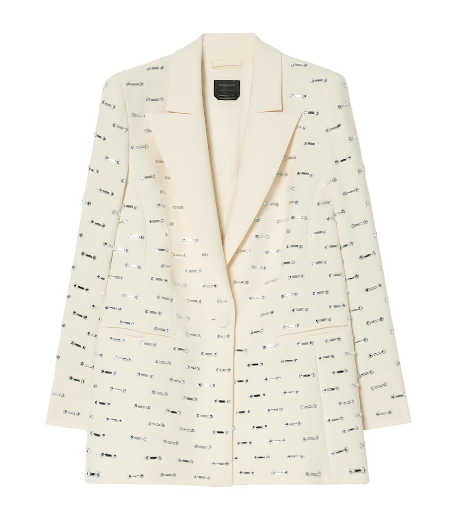Marina Rinaldi Womens Crystal-Embellished Blazer Champagne Image 1