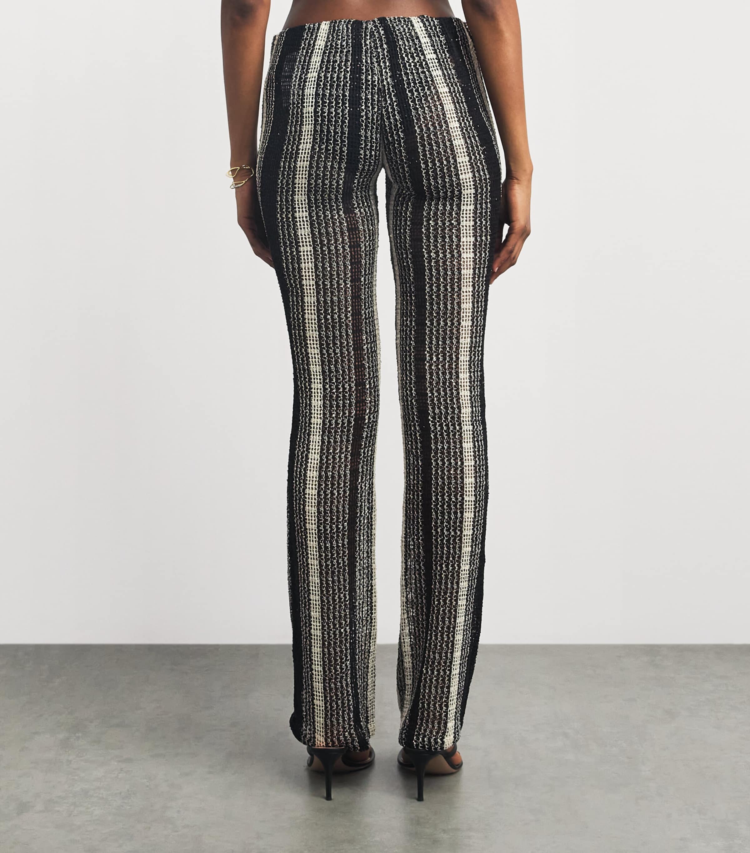 Missoni Womens Crochet Stripe Flared Trousers White/black Image 5