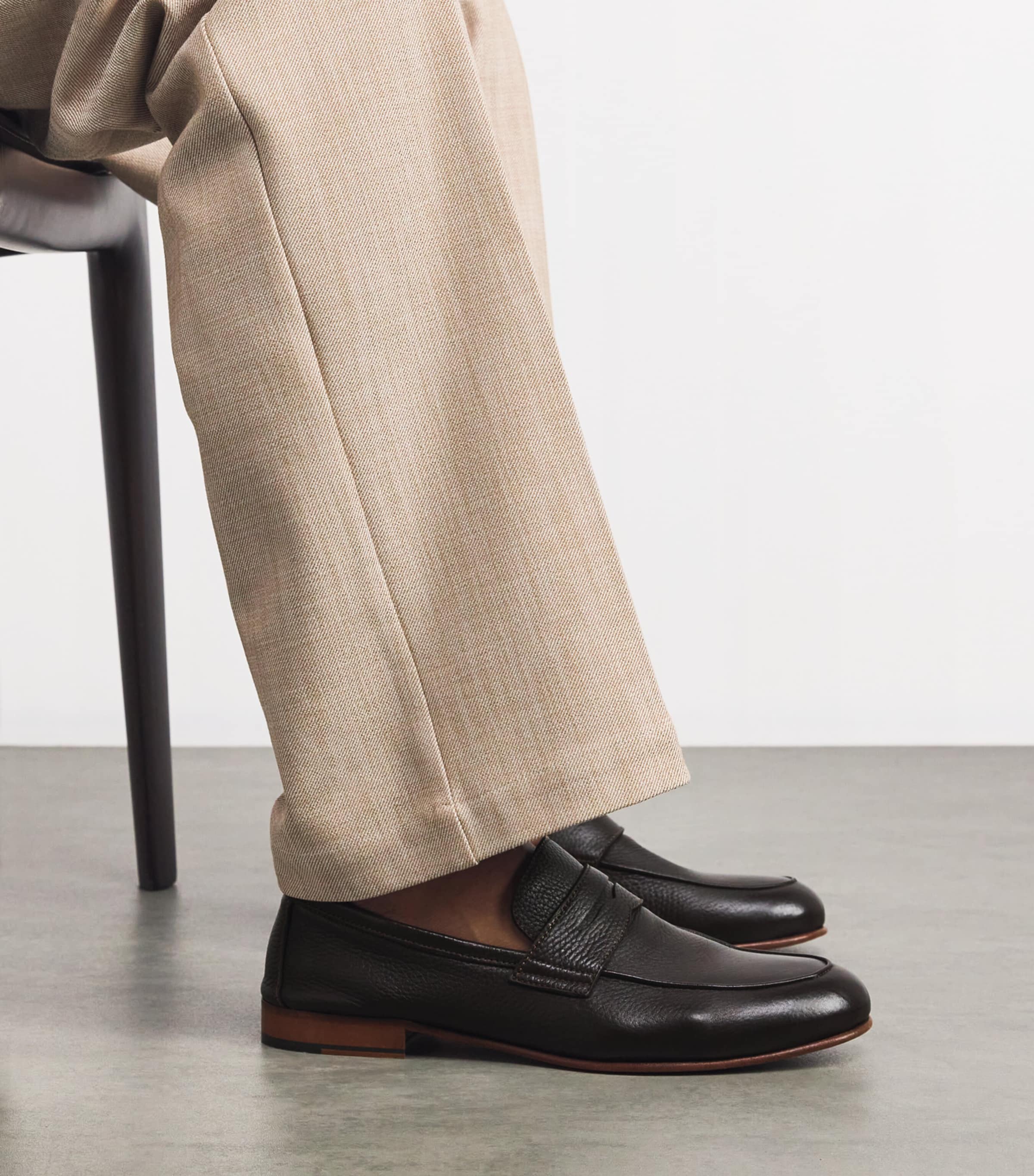 Grained Leather Loafers 030 DARK BROWN EBONY Image 2