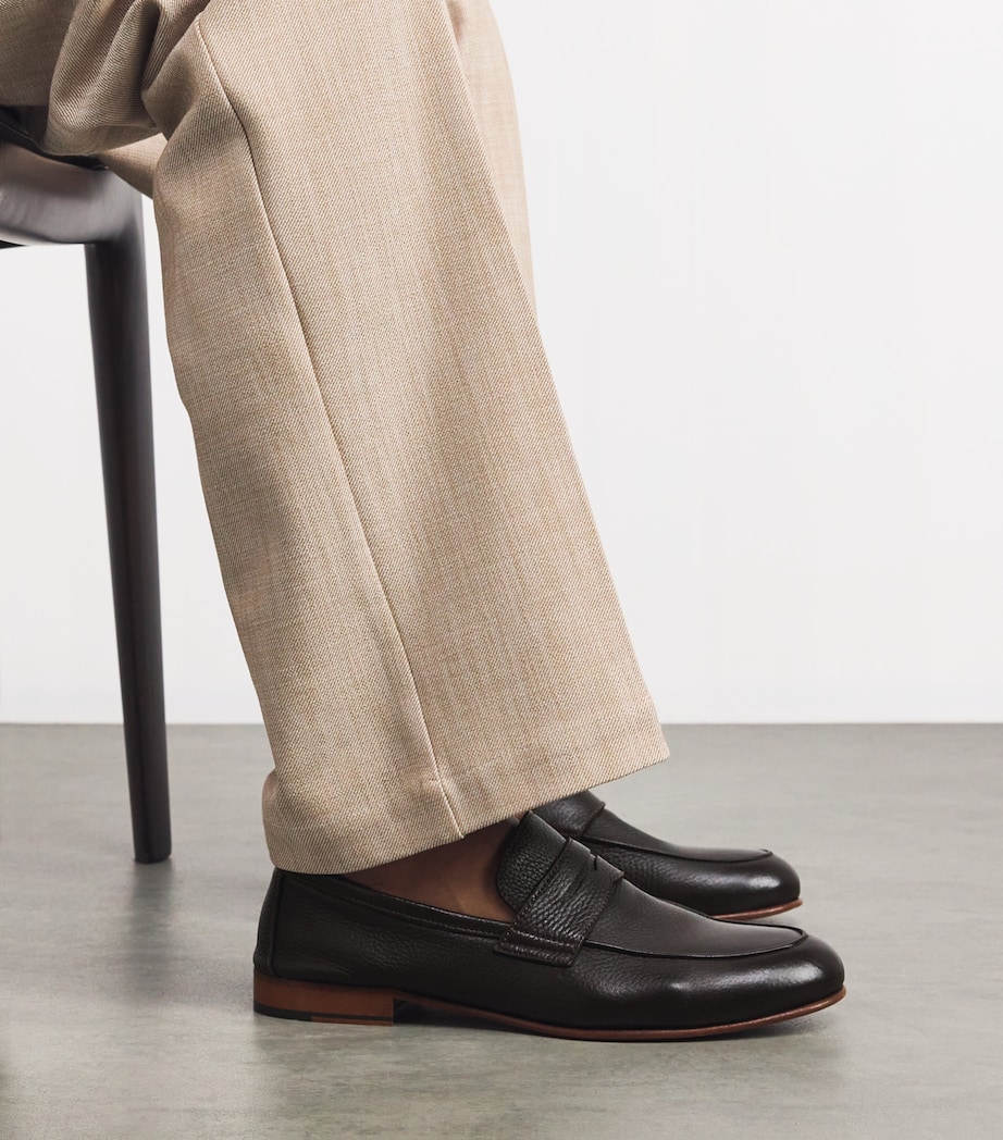 Grained Leather Loafers 030 DARK BROWN EBONY Image 2