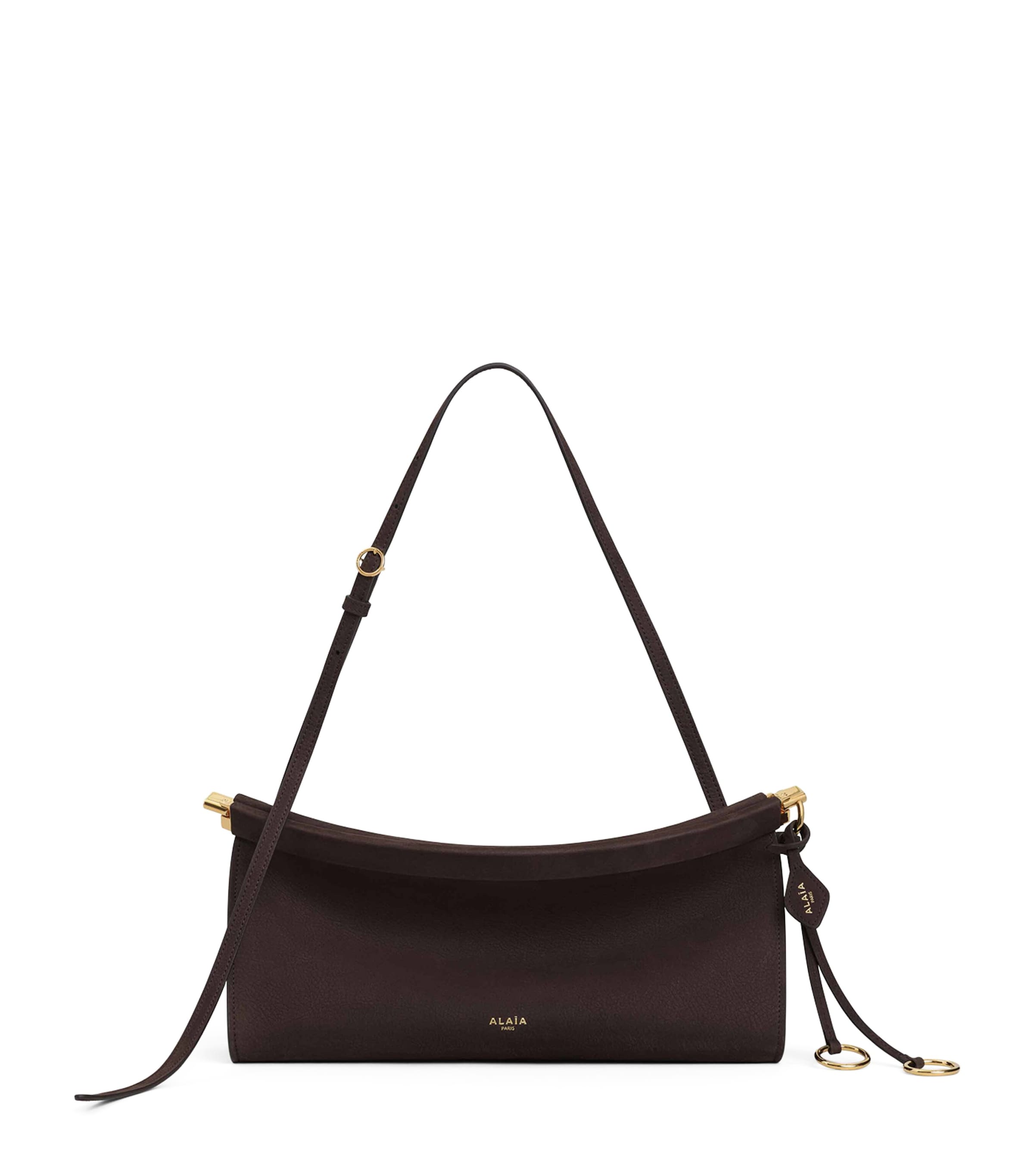 Medium Leather Le Click East West Shoulder Bag BRUN FONCE Image 1