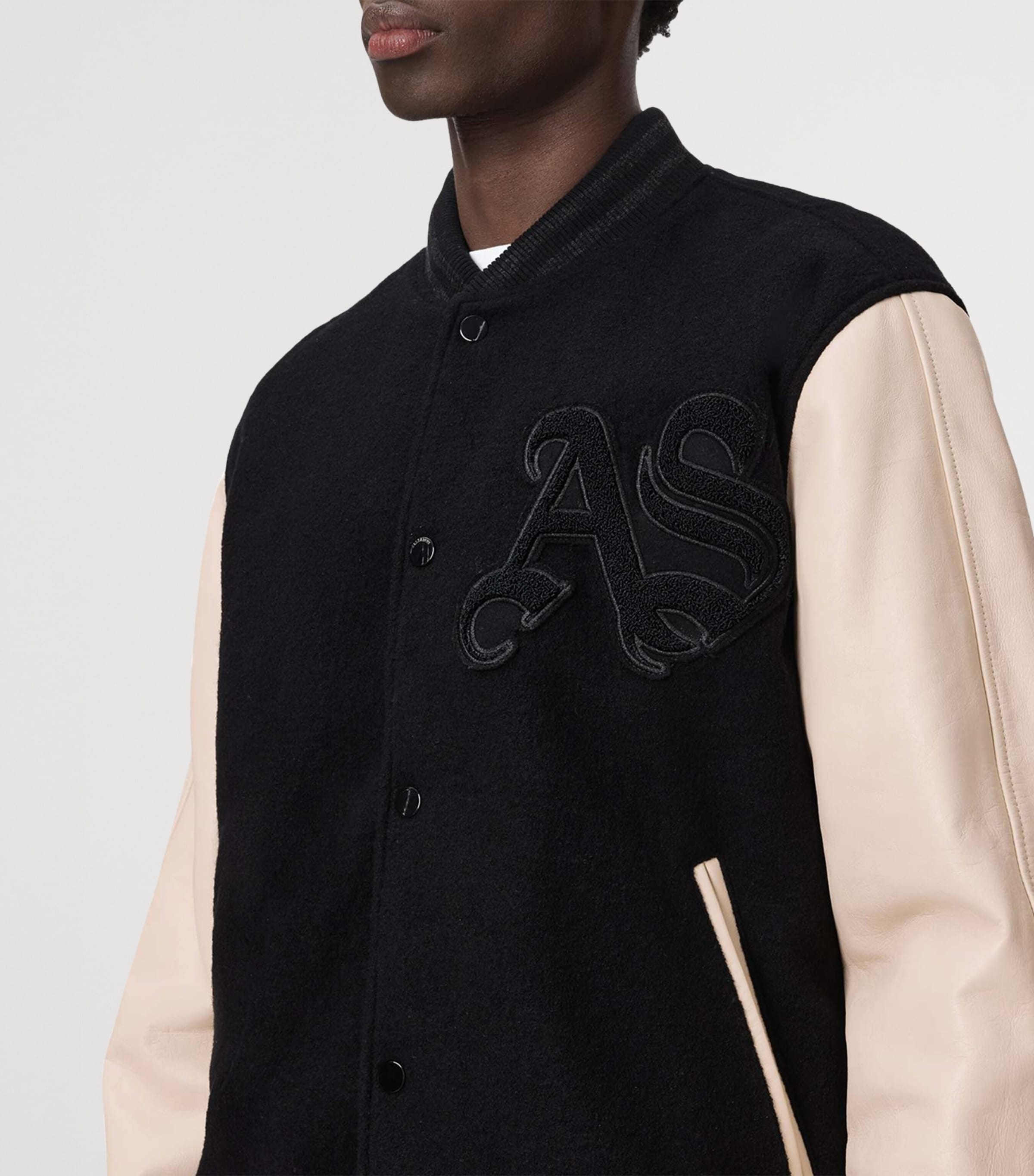 AllSaints Mens Holloway Bomber Jacket Black/white Image 5