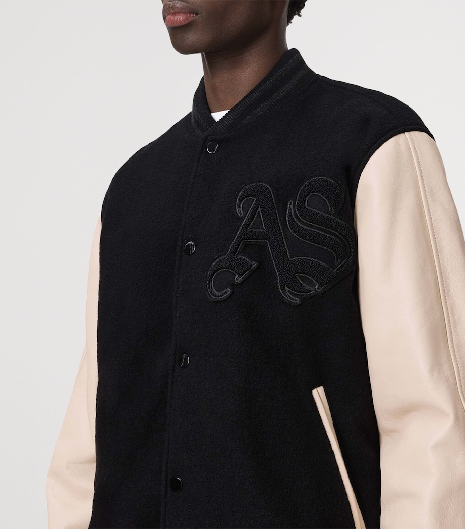 AllSaints Mens Holloway Bomber Jacket Black/white Image 5