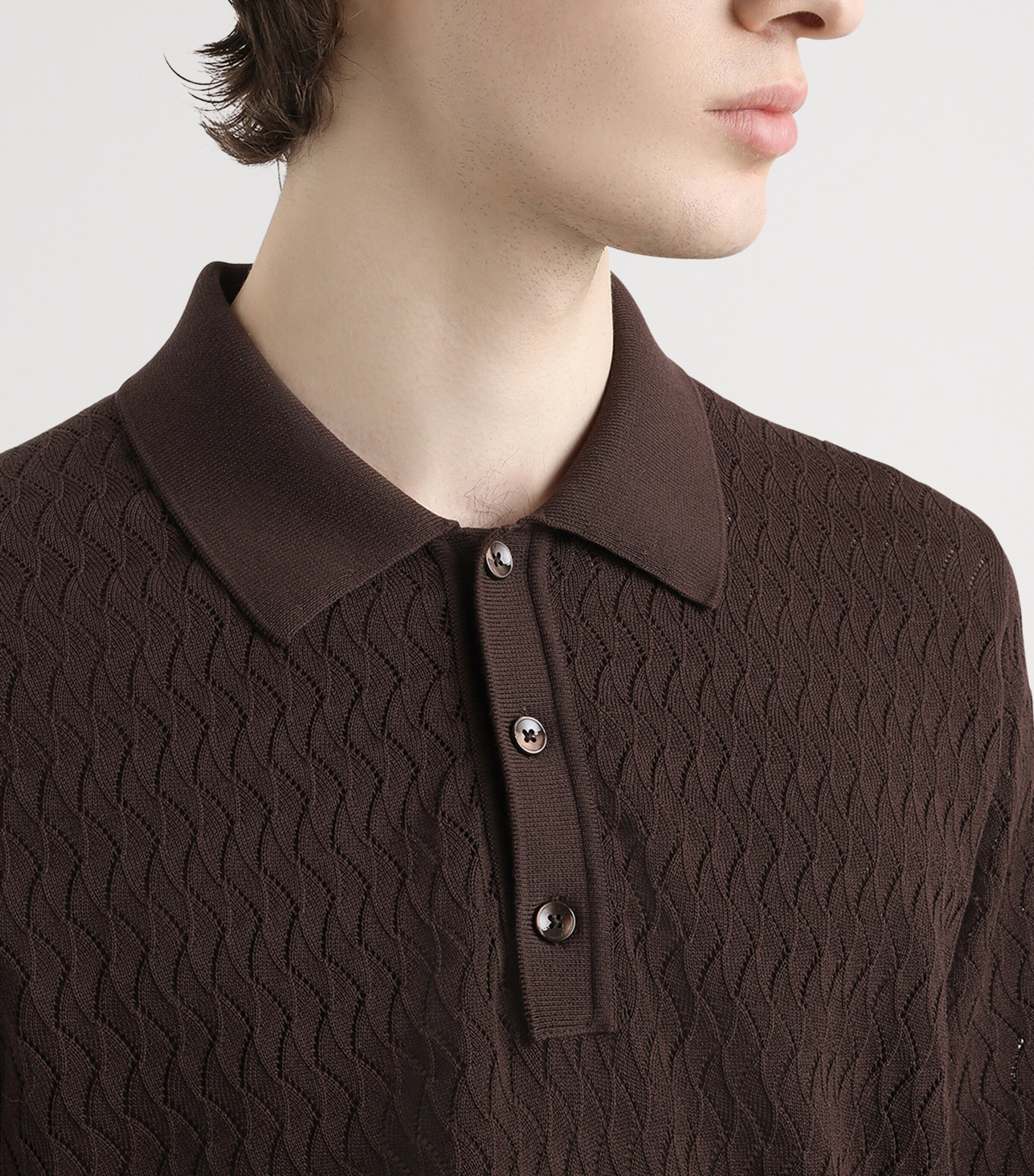 Cotton Polo Shirt M3977-BROWN Image 4