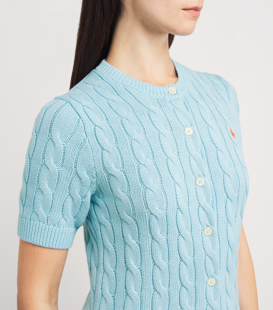 Cotton Cable-Knit Cardigan ACADIA BLUE Image 6