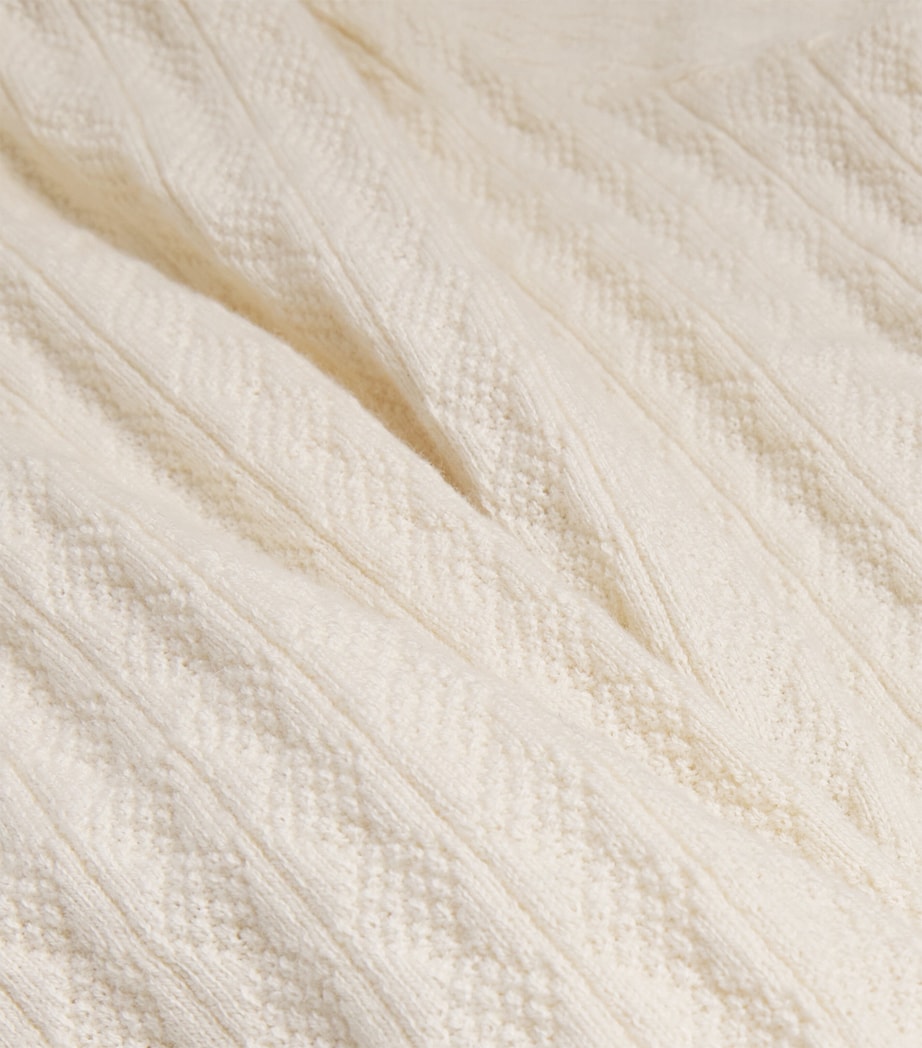 Cotton-Cashmere Diamond Polo Shirt ECRU Image 5