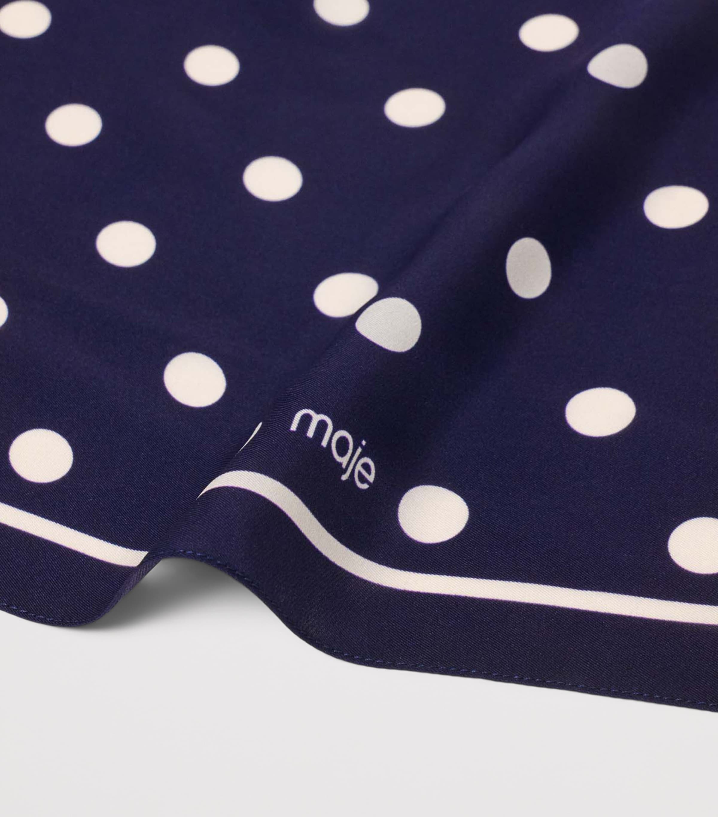 Maje Silk Polka-Dot Scarf Navy Dots Print Image 5