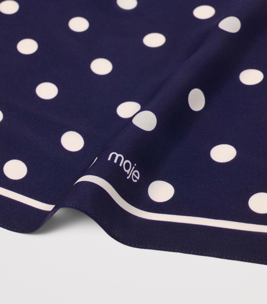Maje Silk Polka-Dot Scarf Navy Dots Print Image 5