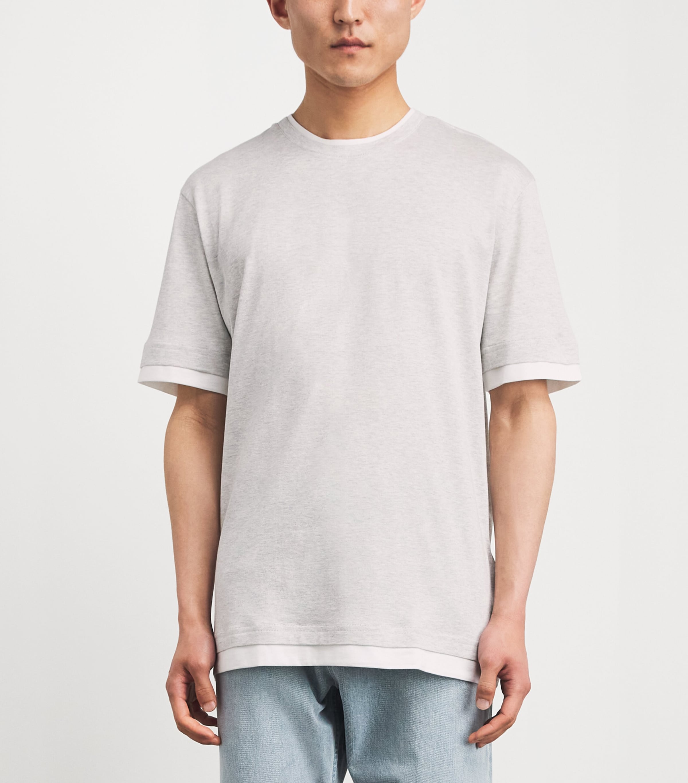 Eleventy Mens Cotton Double Hem T-Shirt Gr Chiaro, Bianco Image 4