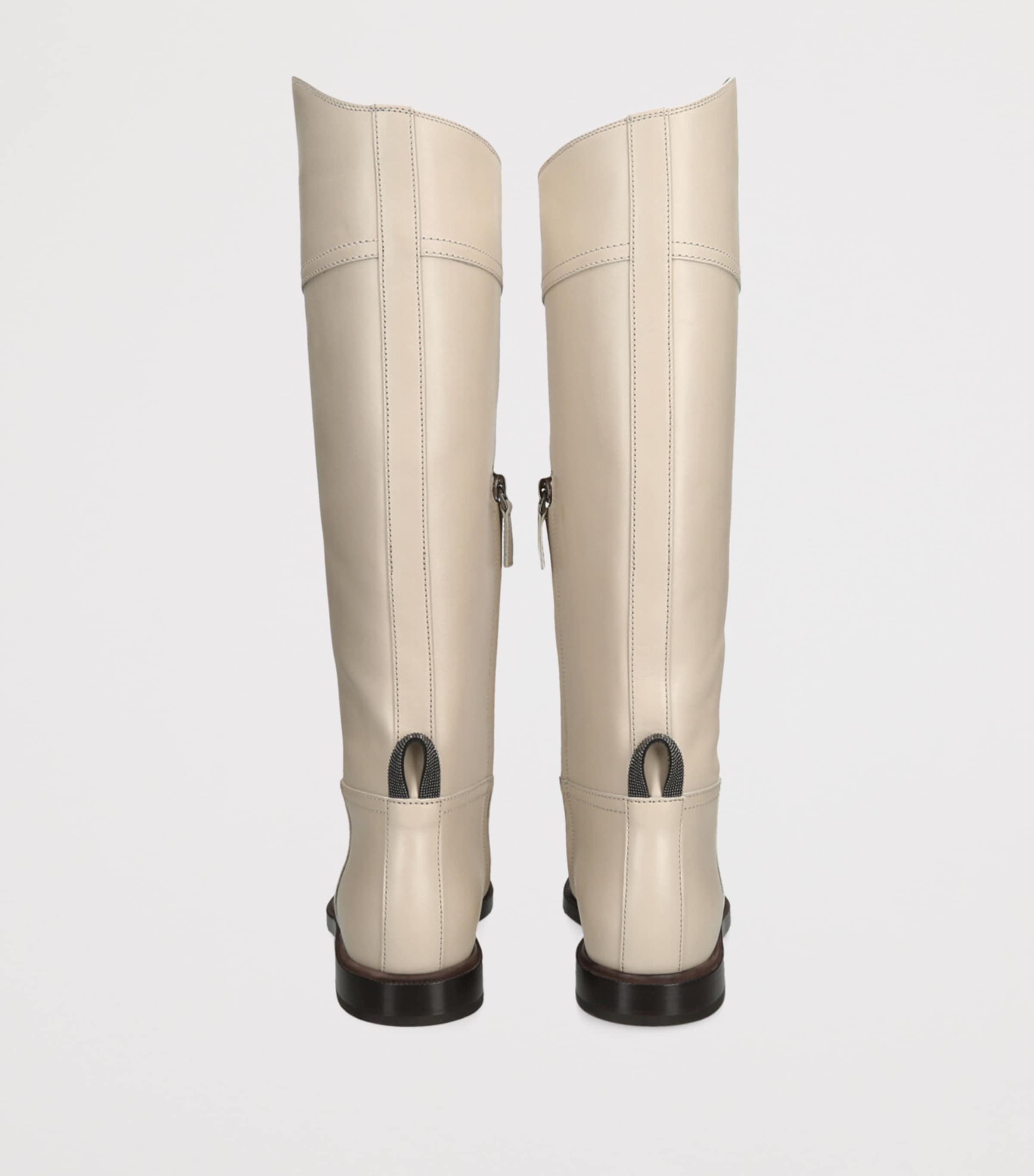 Leather Riding Boots WHITE Image 3