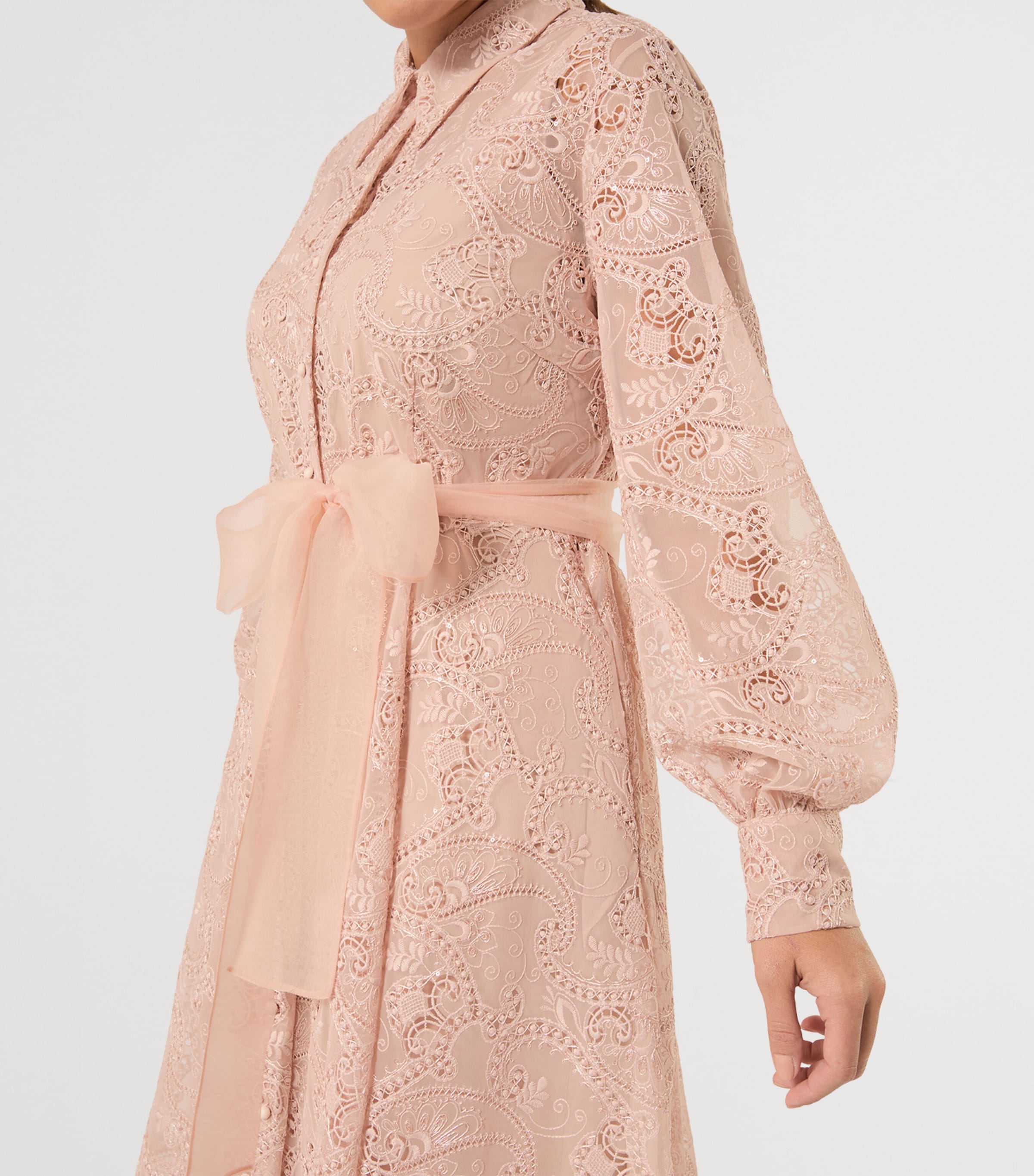 Marina Rinaldi Womens Embroidered Maxi Shirt Dress Skin Image 5