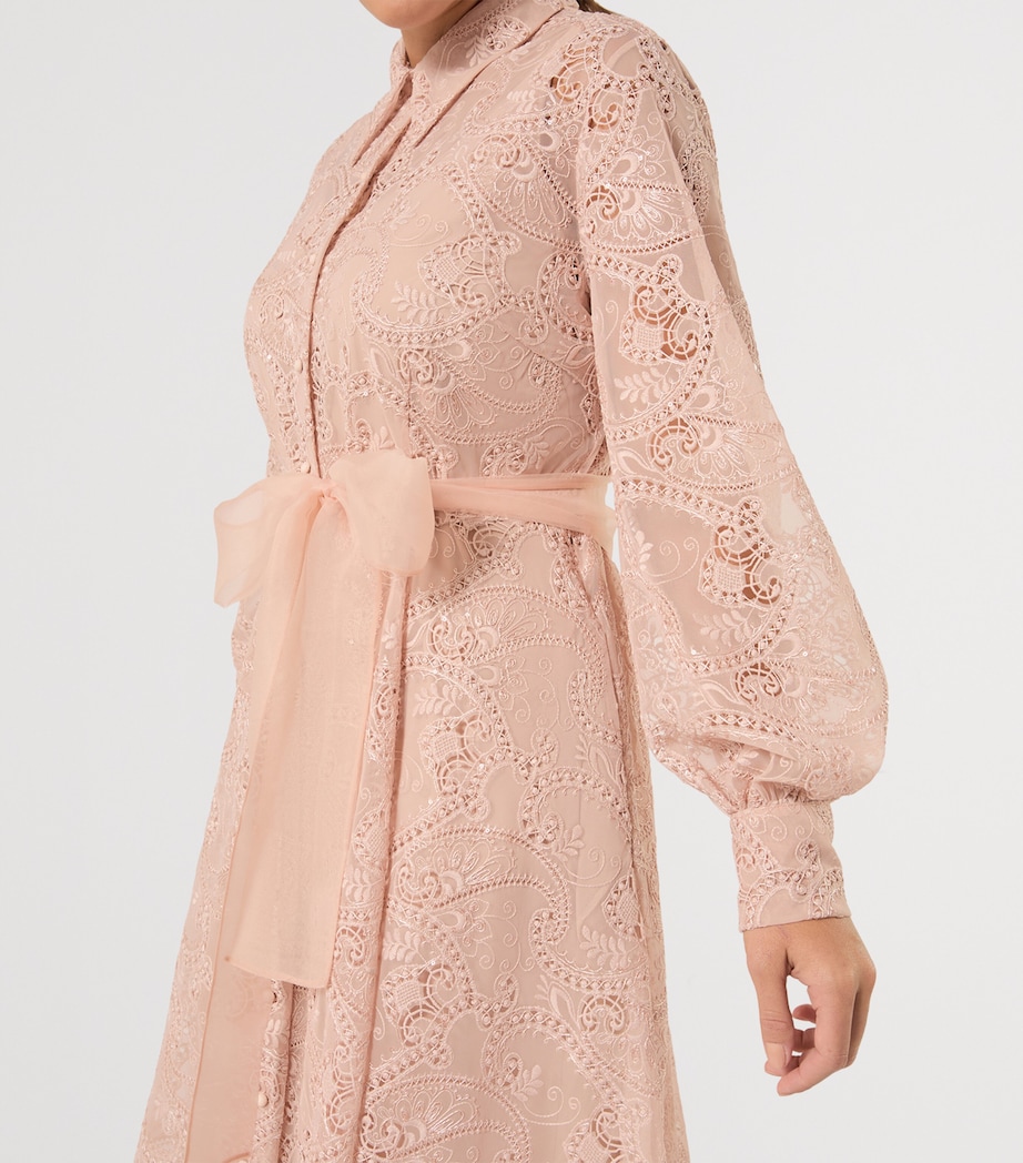 Marina Rinaldi Womens Embroidered Maxi Shirt Dress Skin Image 5