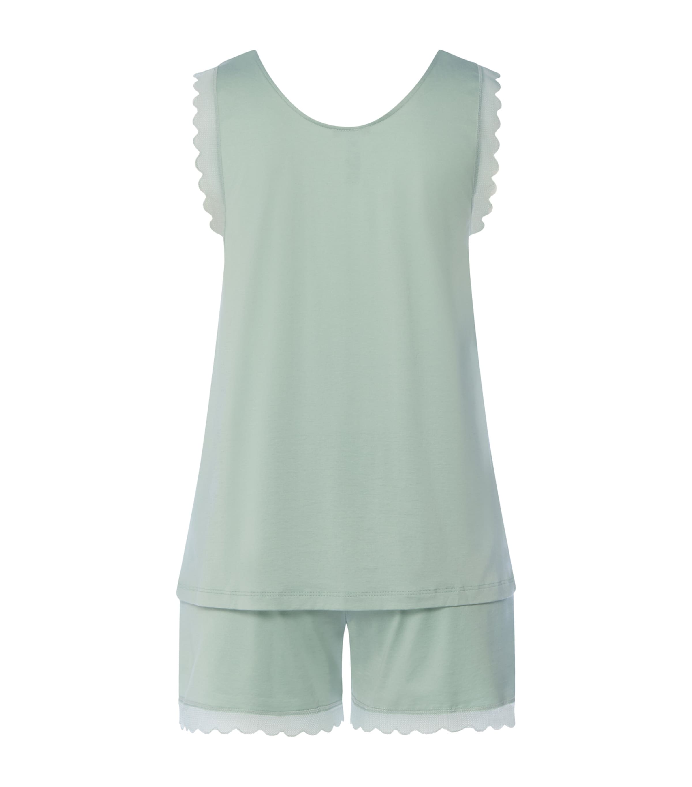 Hanro Womens Cotton Sleeveless Short Inaya Pyjama Set Dark Seafoam Image 5