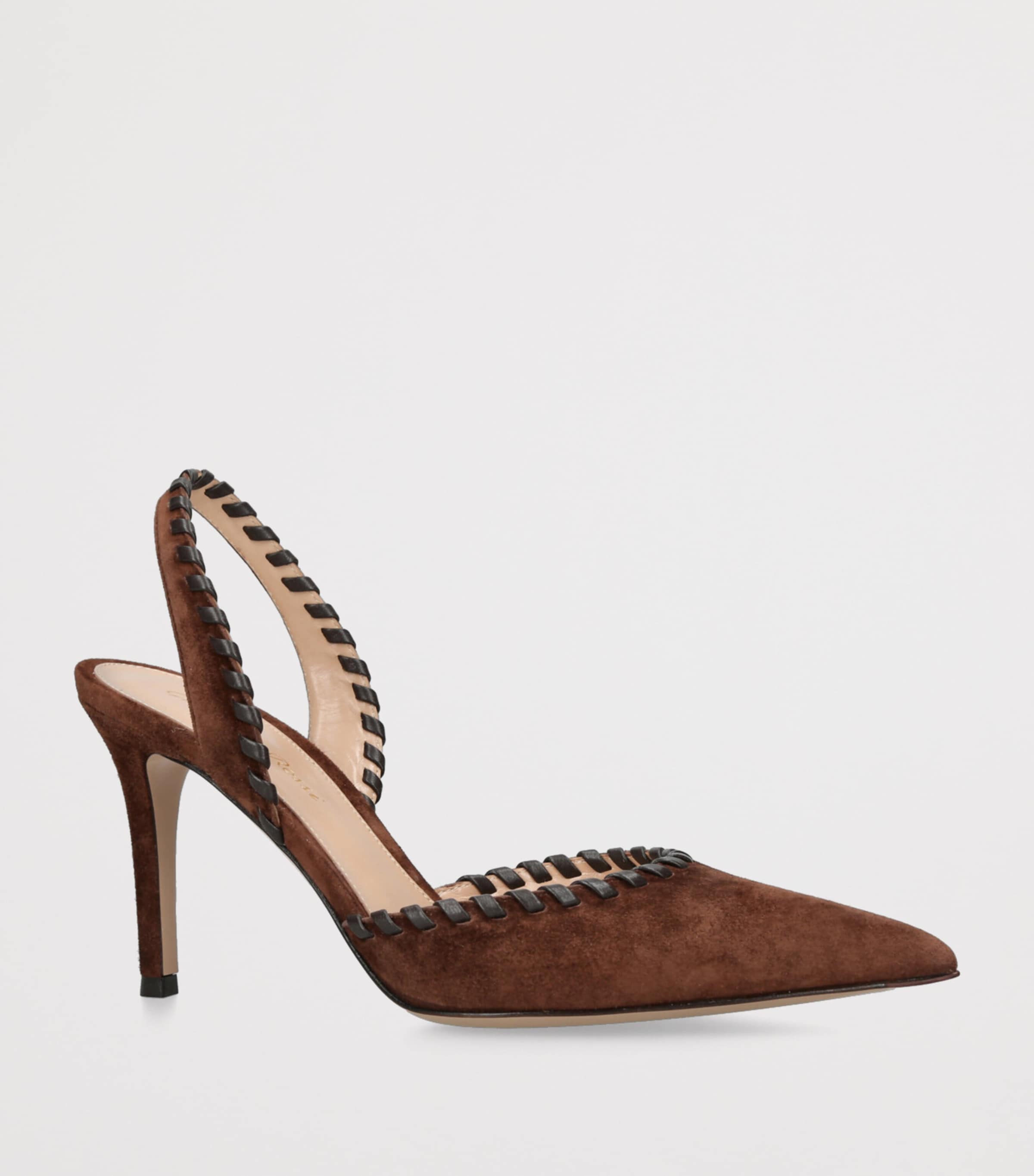 Gianvito Rossi Suede Slingback Pumps 85 Bronze Com Image 3