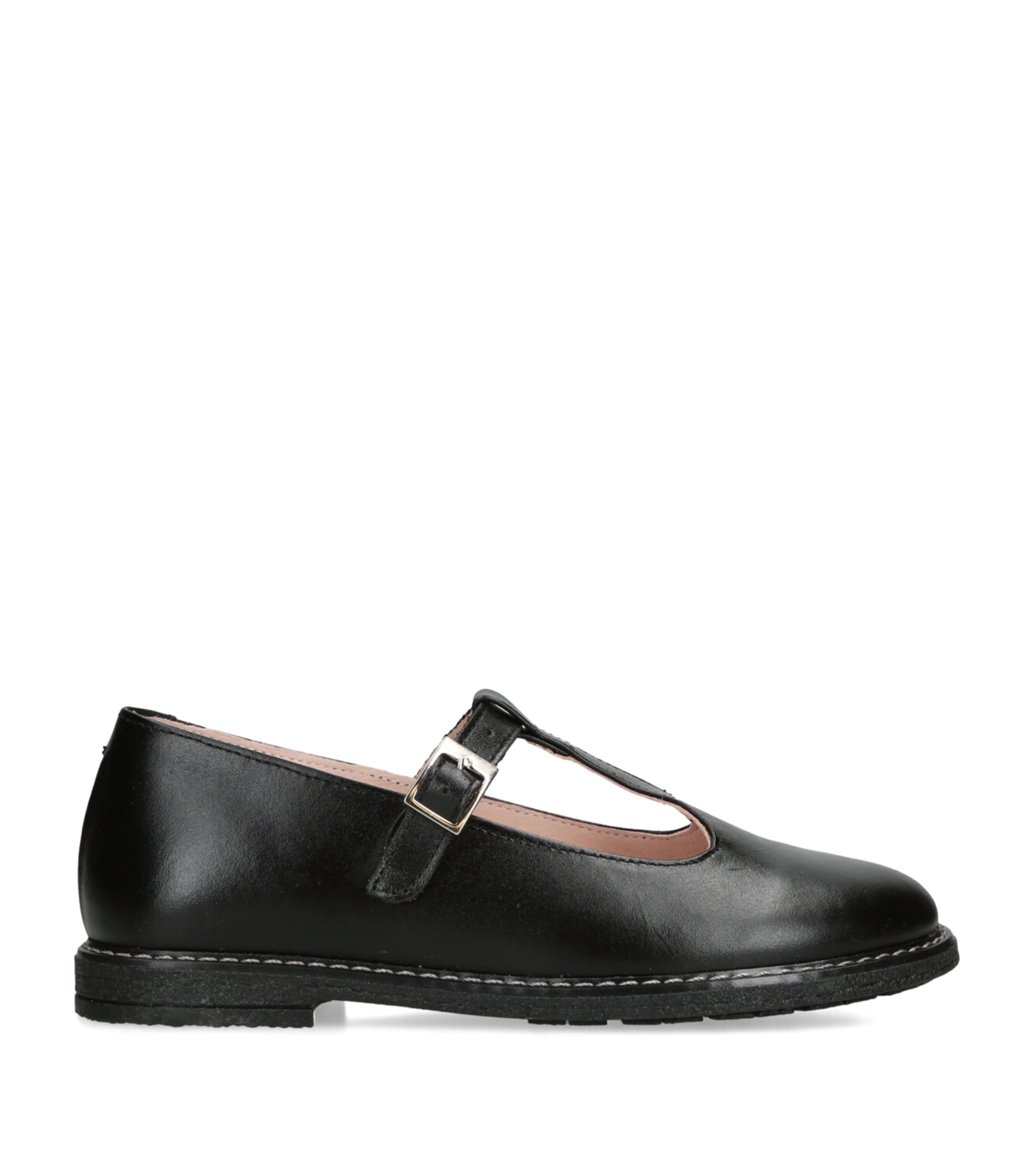papouelli Leather Martha School Shoes Black Image 1
