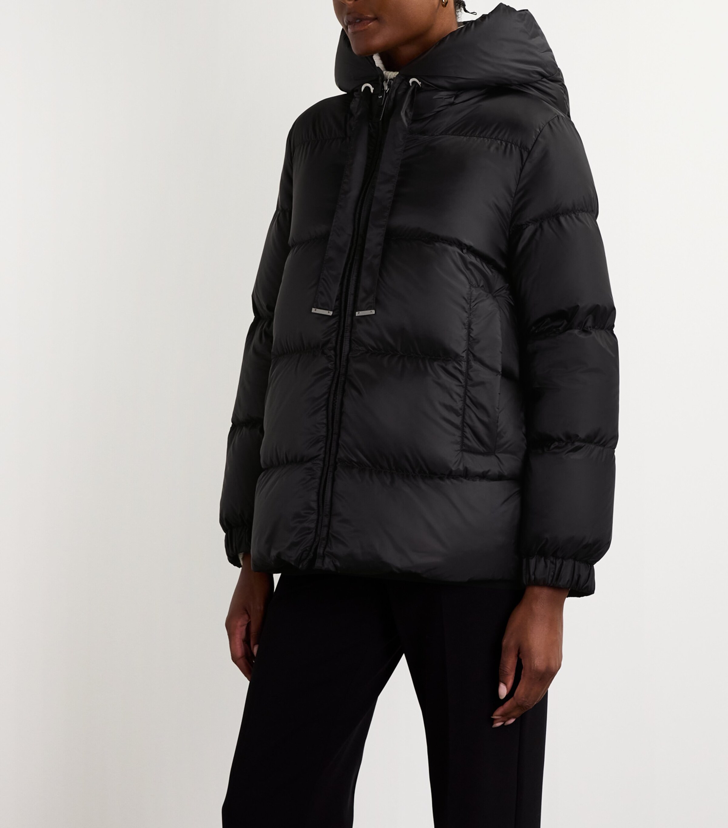 Max Mara Black Quilted Hooded Jacket | Harrods TH