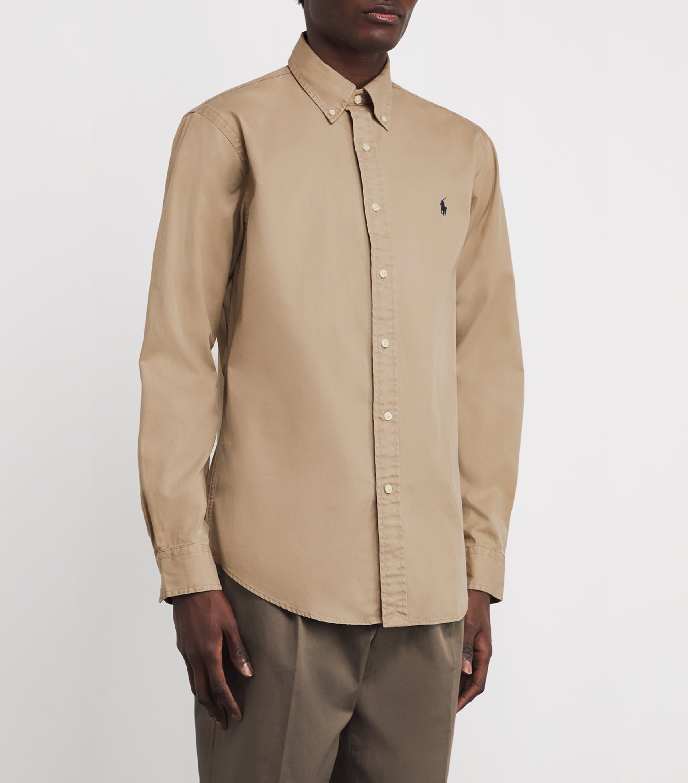 Polo Ralph Lauren Mens Cotton Custom-Fit Shirt Surrey Tan Image 3