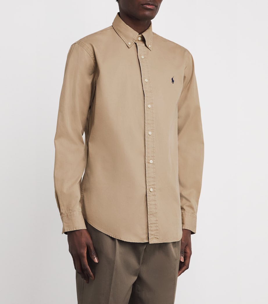 Polo Ralph Lauren Mens Cotton Custom-Fit Shirt Surrey Tan Image 3