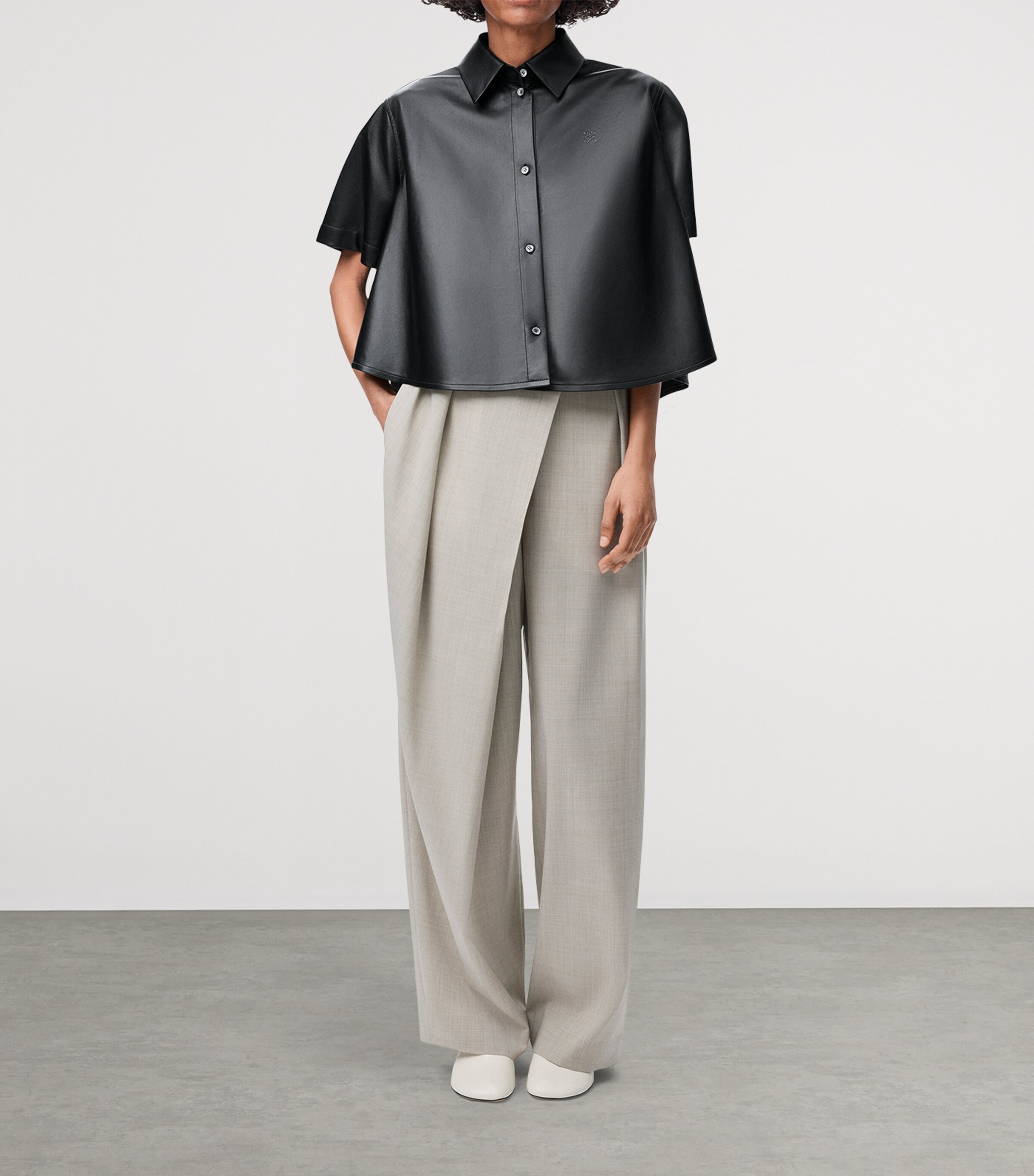 Wool Wrap Wide-Leg Trousers LIGHT BEIGE MELANGE Image 2